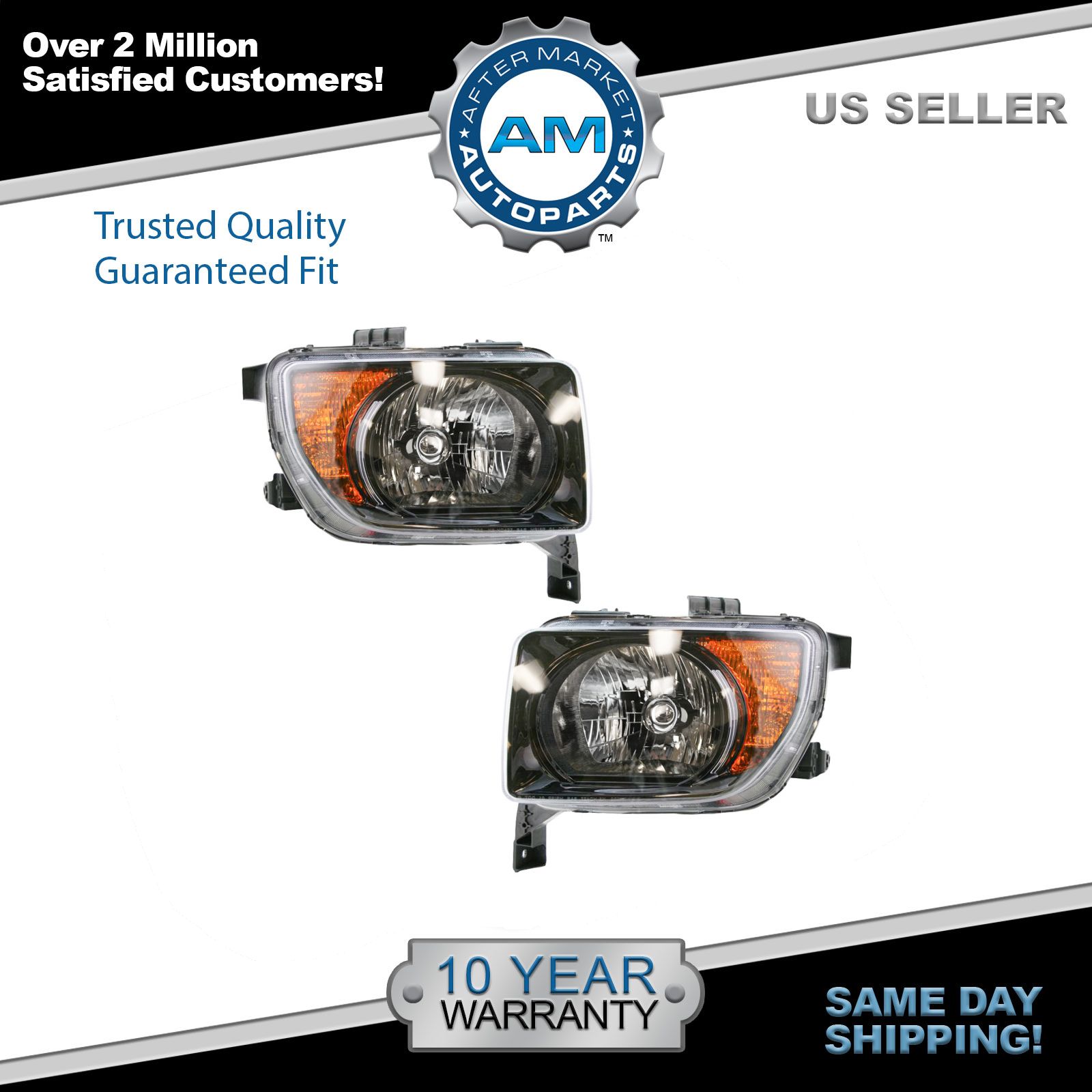 Headlights Headlamps Left & Right Lamp Pair Set for 07 08 Honda Element