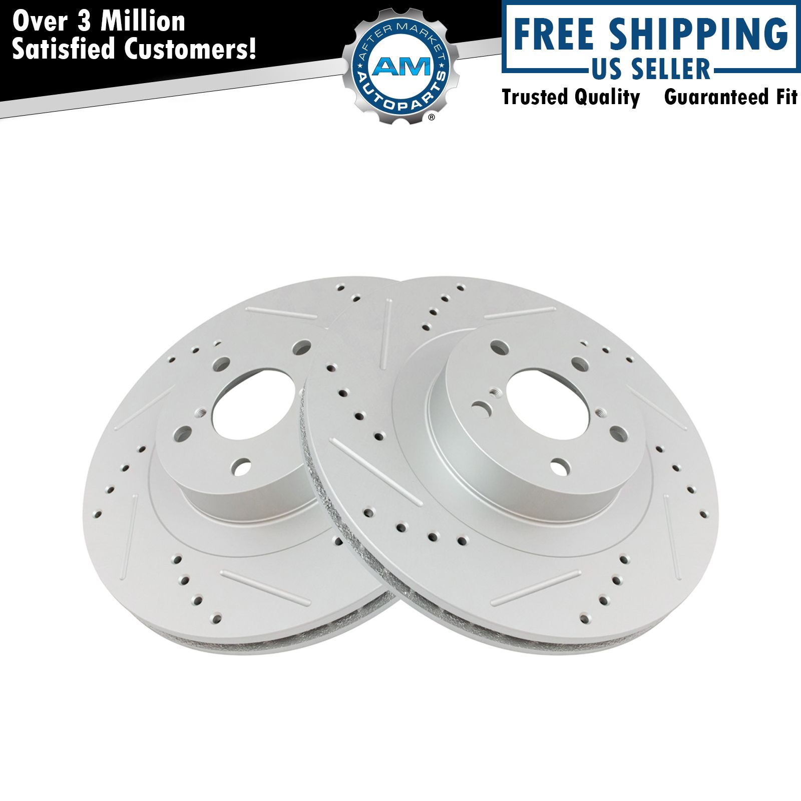 Performance Drilled & Slotted Front Coated Brake Rotor Pair for Subaru