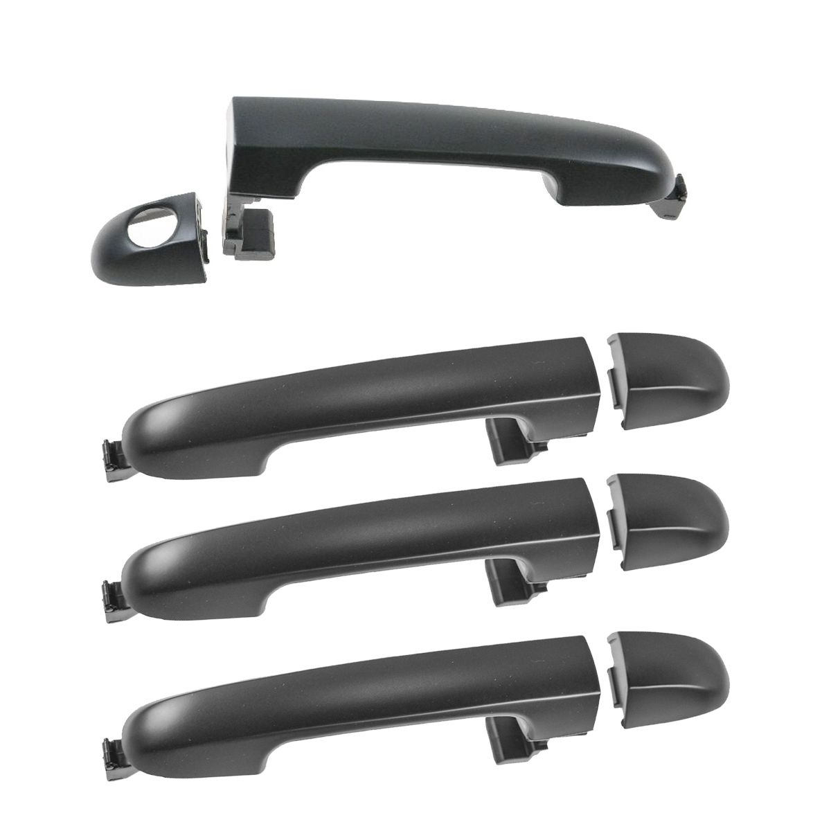 4 Piece Front & Rear Exterior Outside Black Door Handle Kit for Hyundai ...