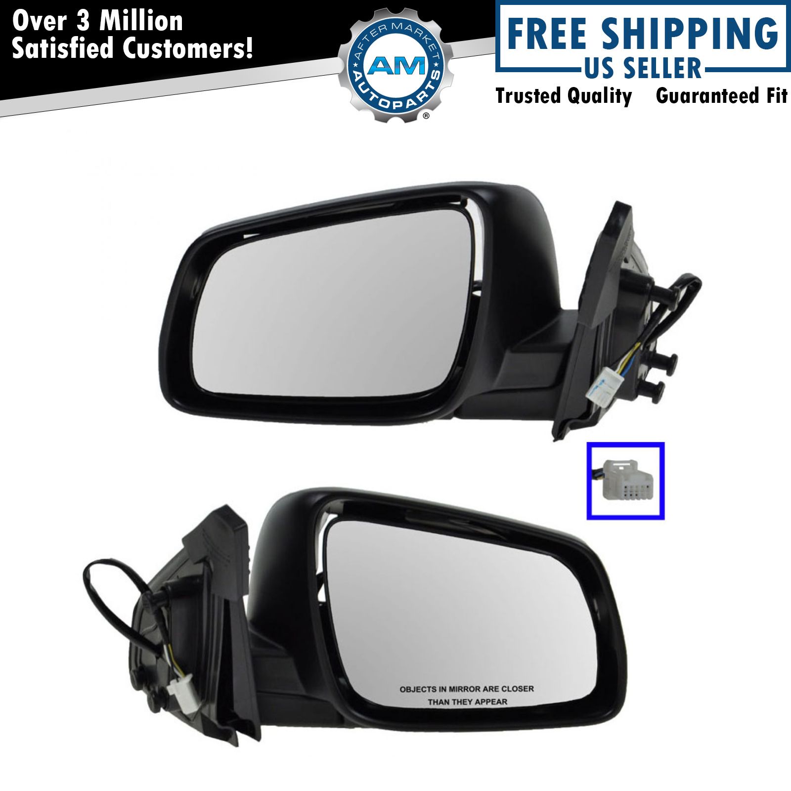 Side View Mirror Set Left & Right Power Fits 2008-2014 Mitsubishi Lancer