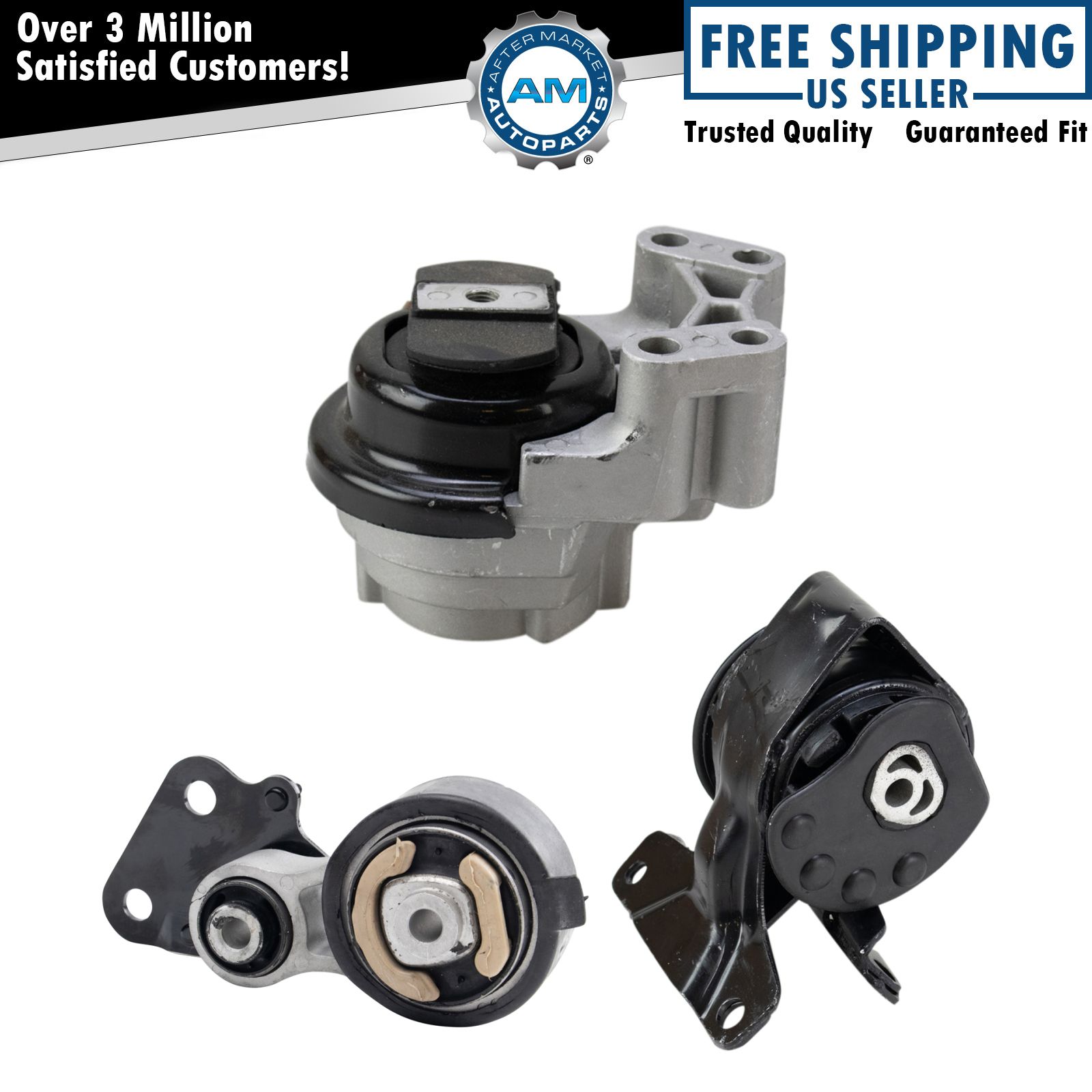 3pc Engine & Transmission Mount Kit for 2007-2010 Ford Edge Lincoln MKX