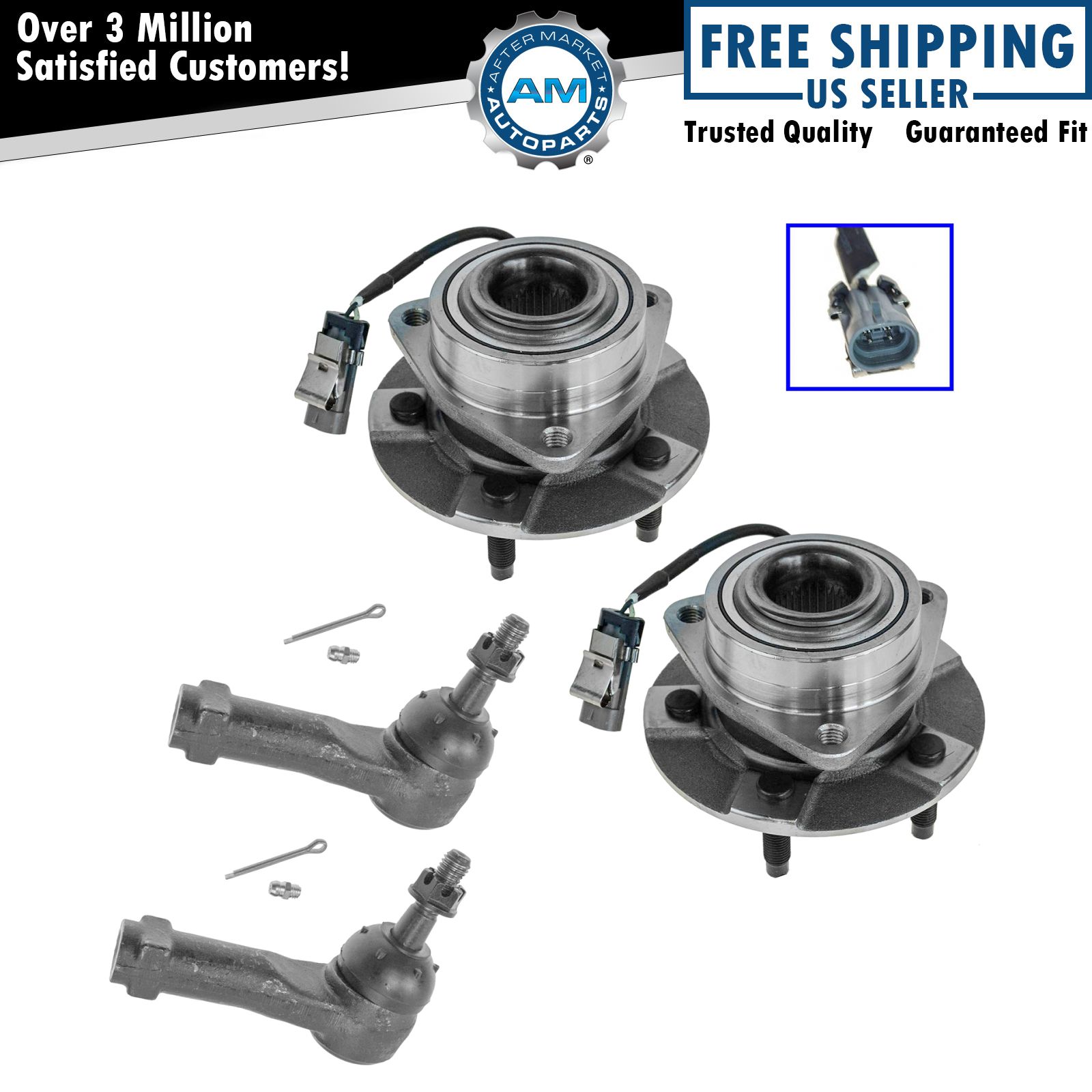 4 Piece Kit Outer Tie Rod End Wheel Bearing Hub Assembly LH RH for 02-05 Liberty