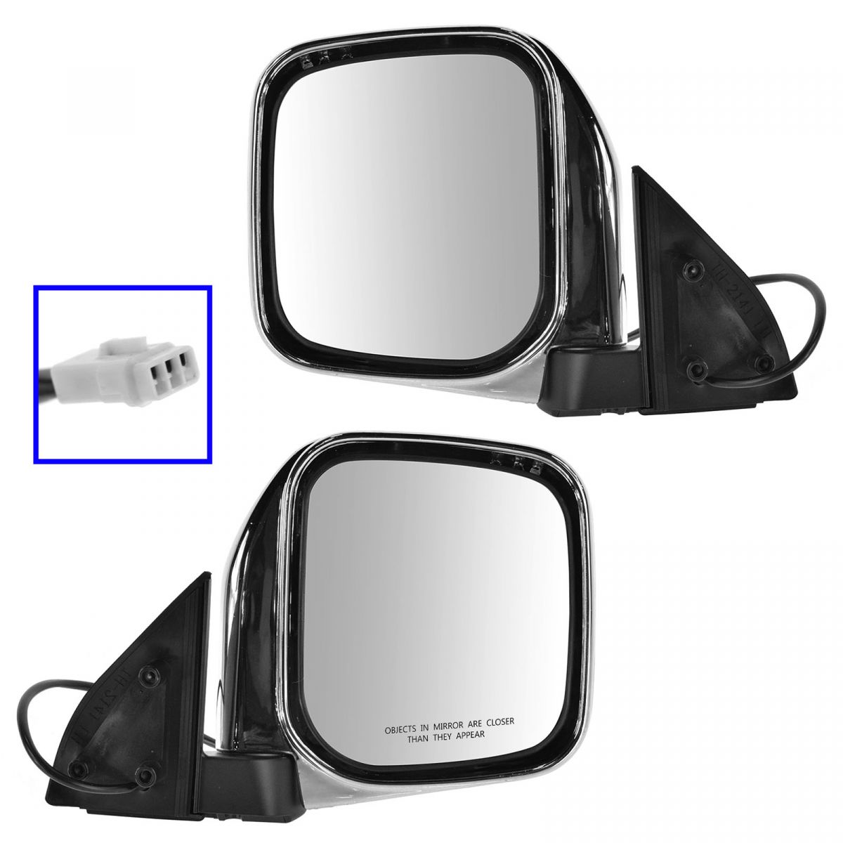 Mirrors Side Power Chrome Left & Right Pair Set for Mitsubishi Montero