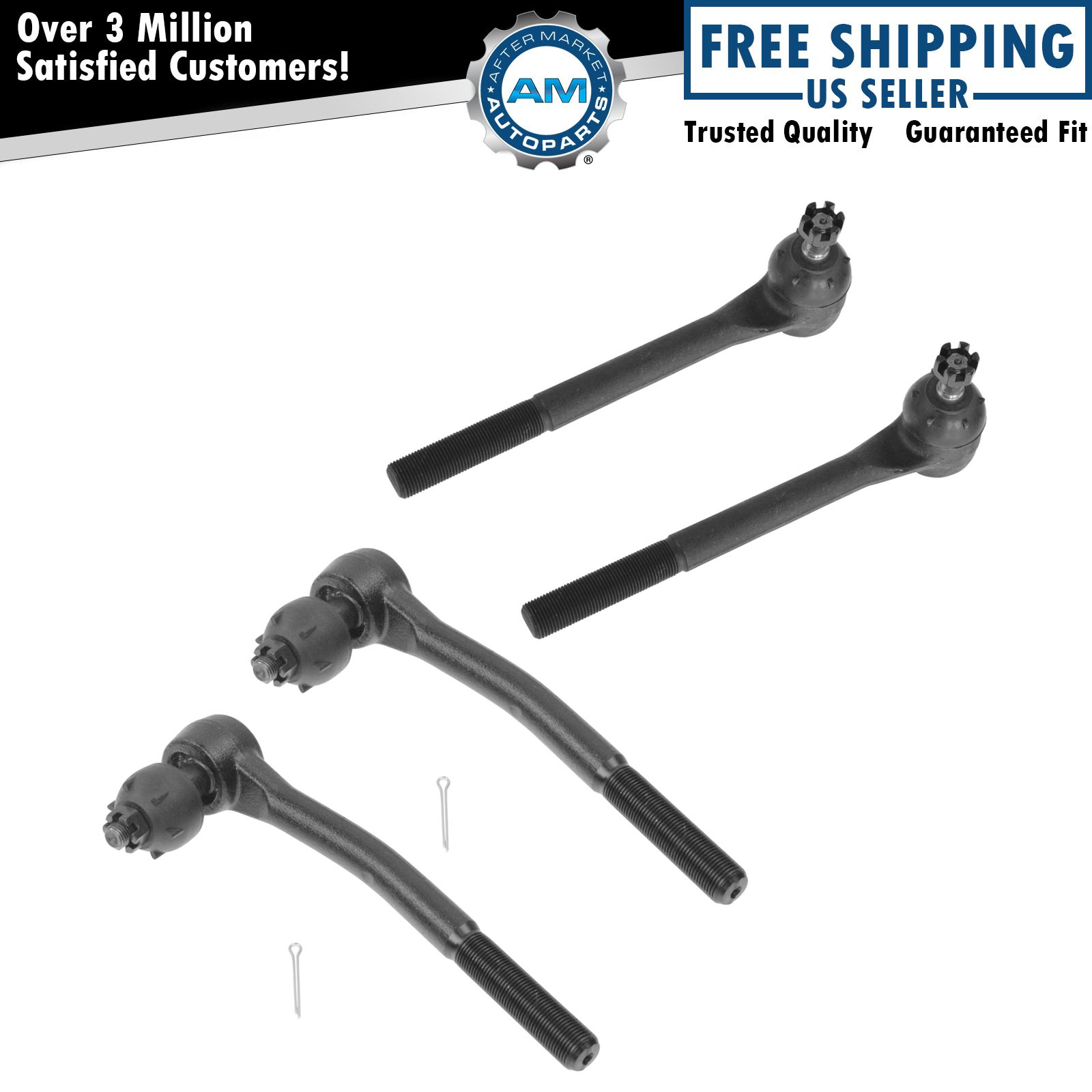 Inner & Outer Tie End Rod Steering Kit Set of 4 for Chevy Buick GMC Pontiac New