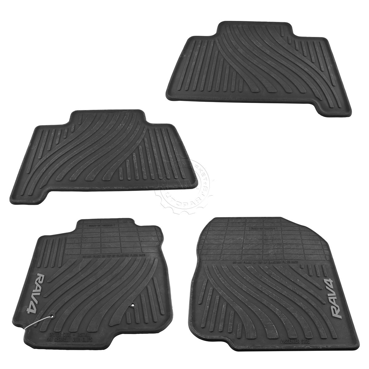 OEM 4 Piece All Weather Floor Mat Front & Rear Set Molded Rubber for