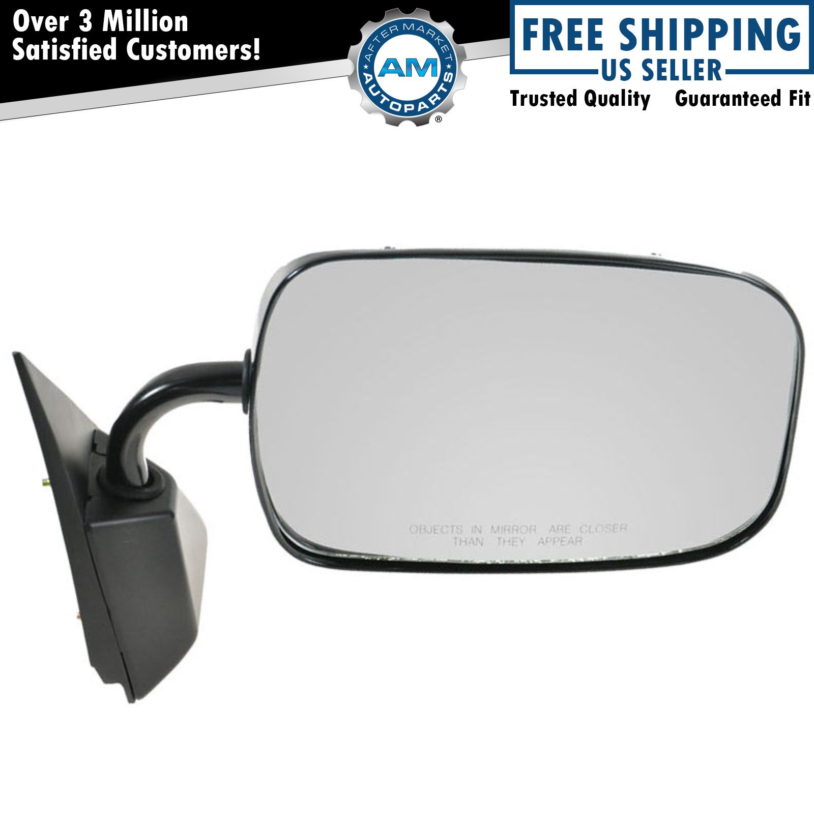 Black Manual Side View Mirror Passenger Right RH for Chevy GMC Pickup Truck