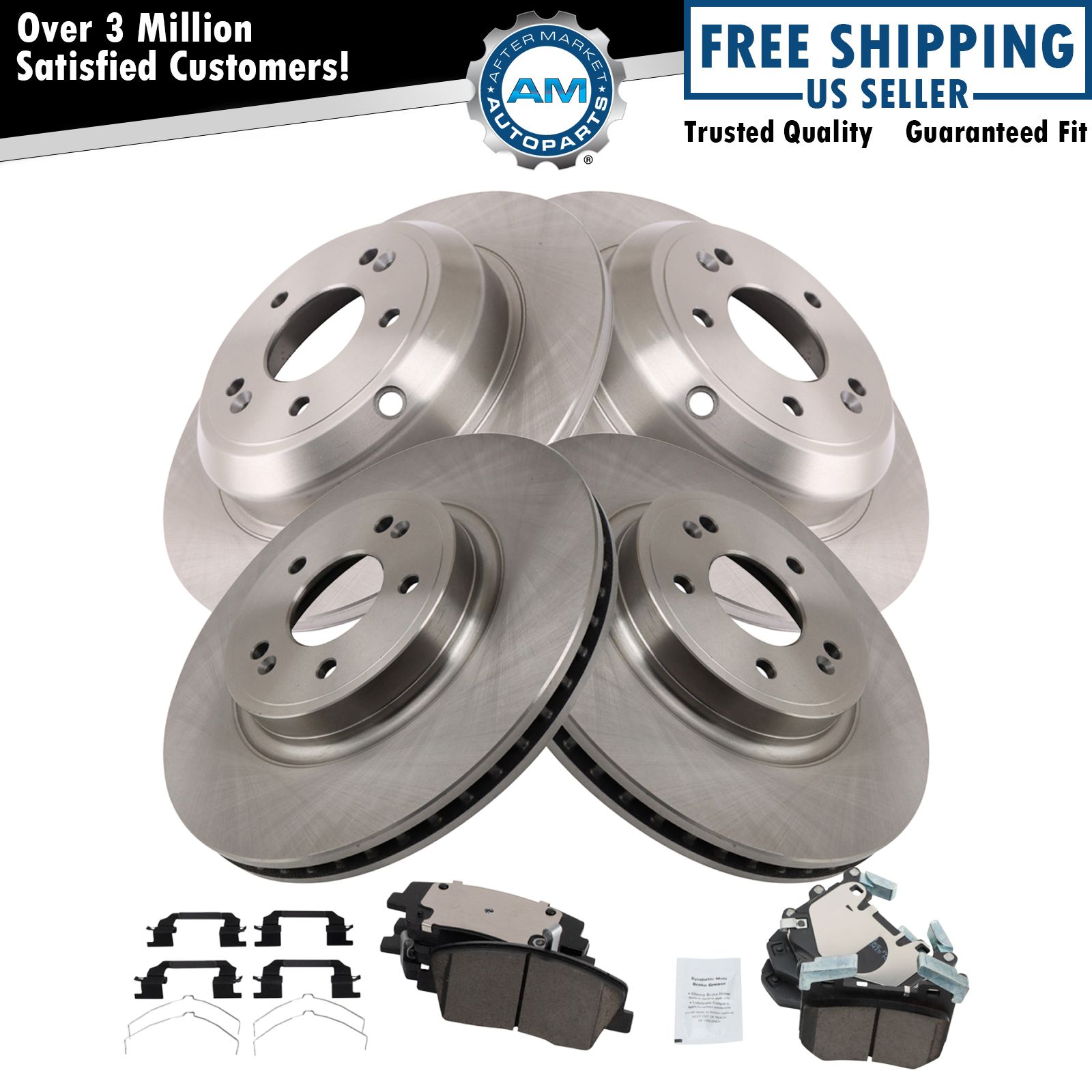 thumbnail image 2 of Front & Rear Drilled & Slotted Brake Rotors Kit For Kia Stinger & Genesis G70 – 2018-2022, Detroit Axle 2 of 6