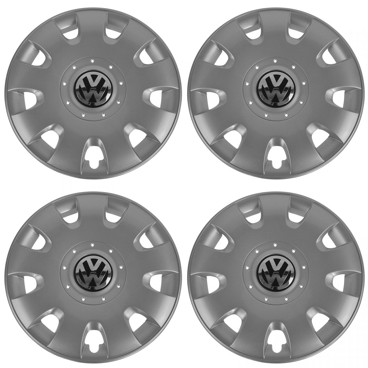 OEM 15 Inch Silver 9 Slot Wheel Cover Hub Cap Set of 4 for VW