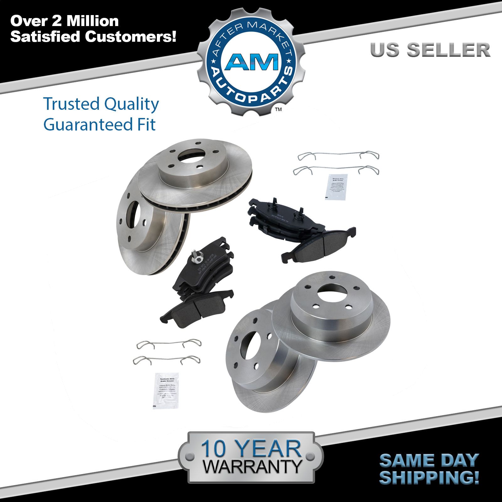 Brake Pad & Rotor Kit SemiMetallic Rear Front for Jeep Grand Cherokee