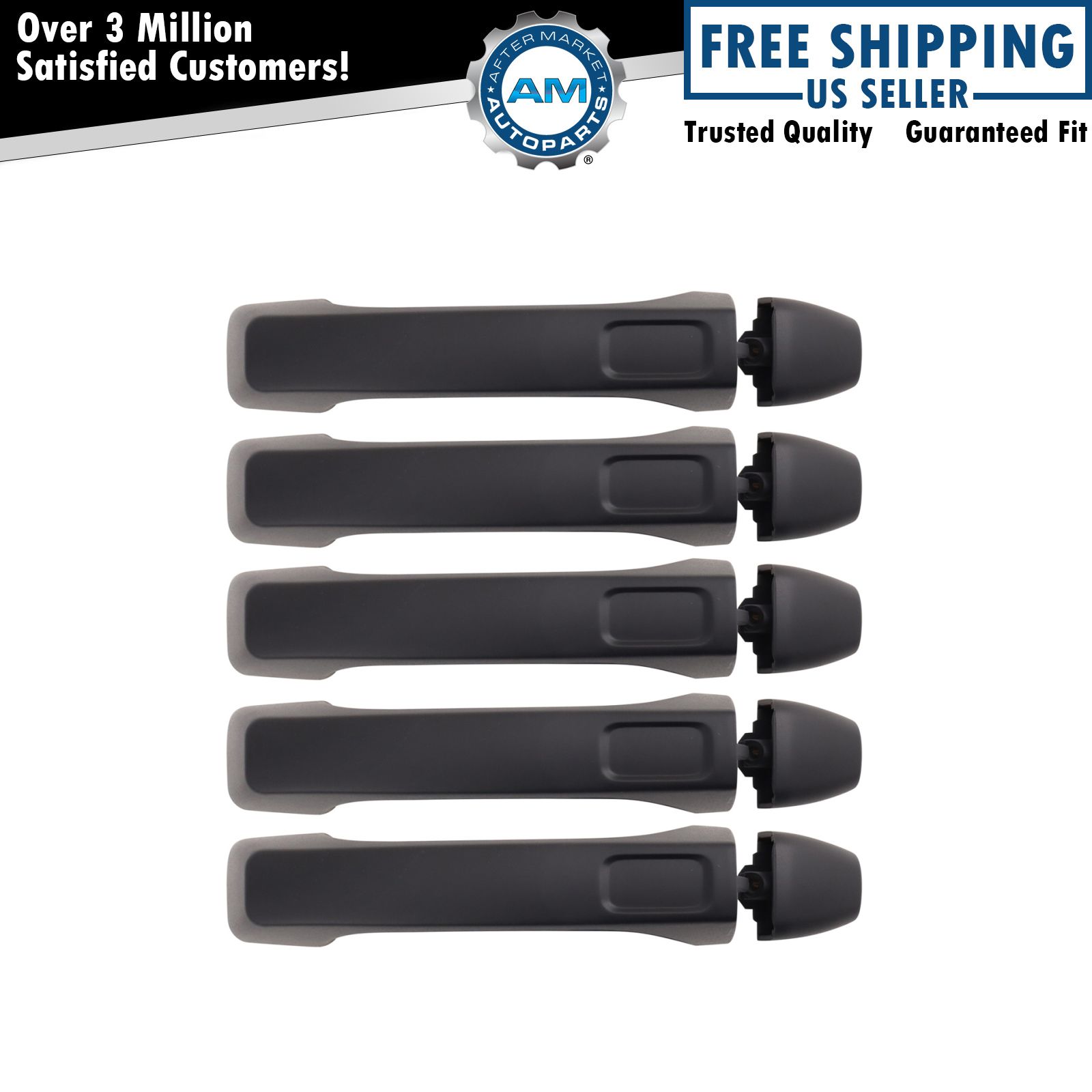 Door Handle Black Exterior Outside Front & Rear Set of 5 for 0610