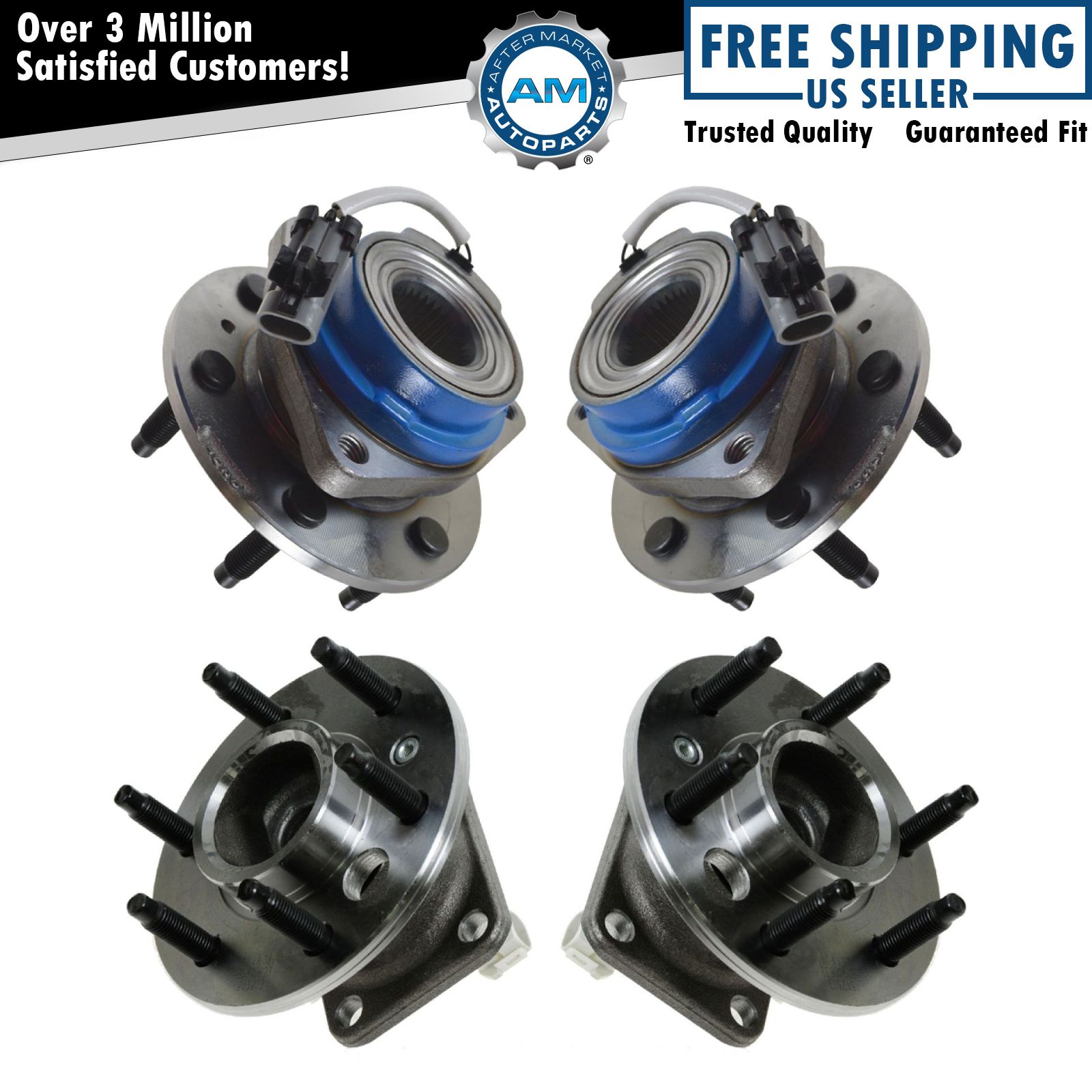 4 Piece Front Rear Wheel Hub & Bearing Assemblies for Chevy Buick Pontiac New