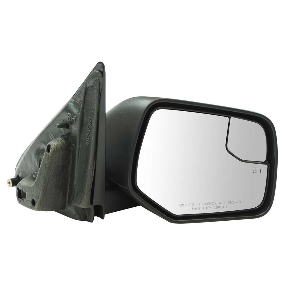 Exterior Mirror Black Textured Power Heated w/ Spotter Glass RH Side