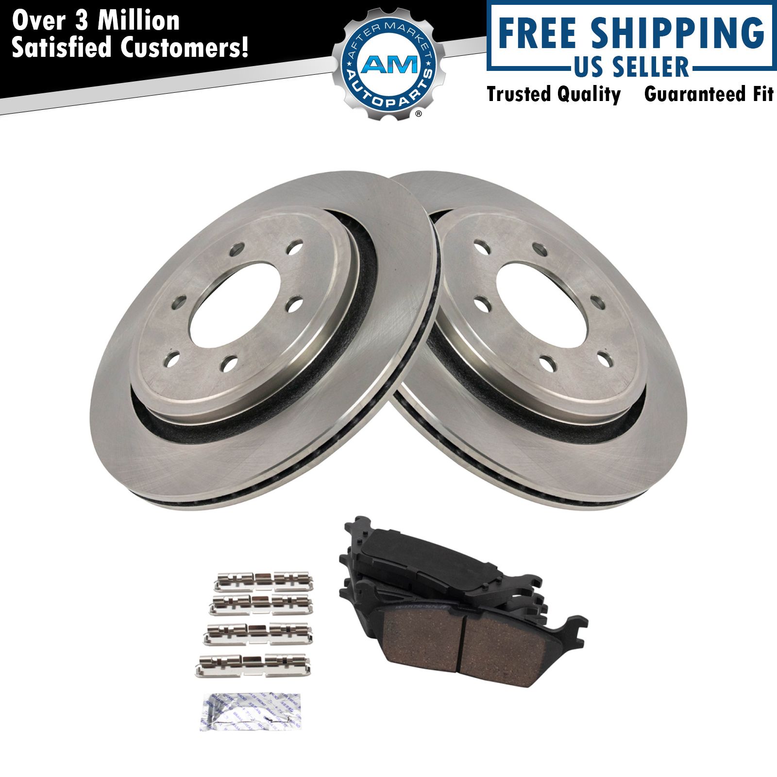 Rear Brake Pad & Rotor Kit Brake Rotor For 2015-2017 Ford F-150