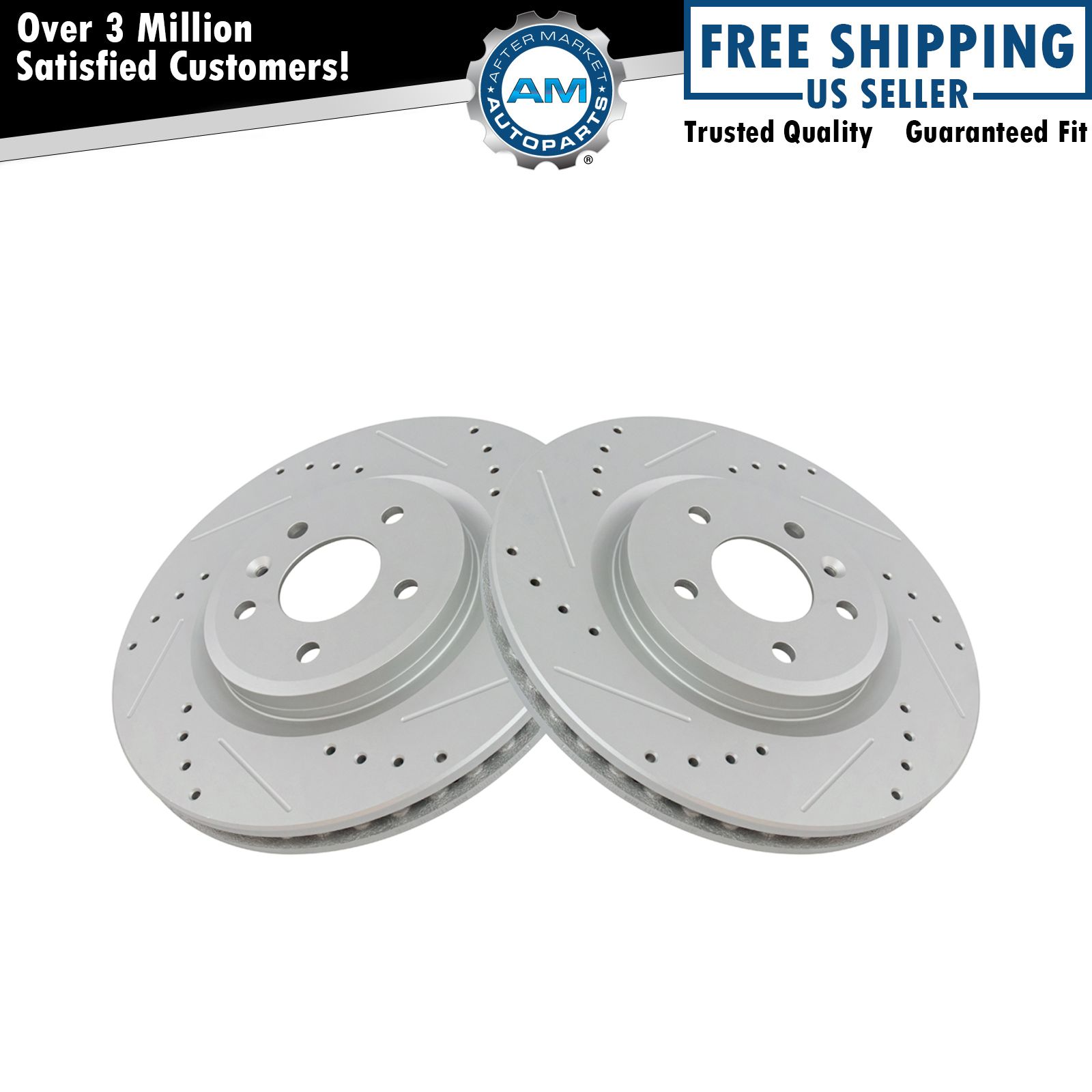 Performance Brake Rotor Drilled Slotted Front G-Coated Pair for Ford