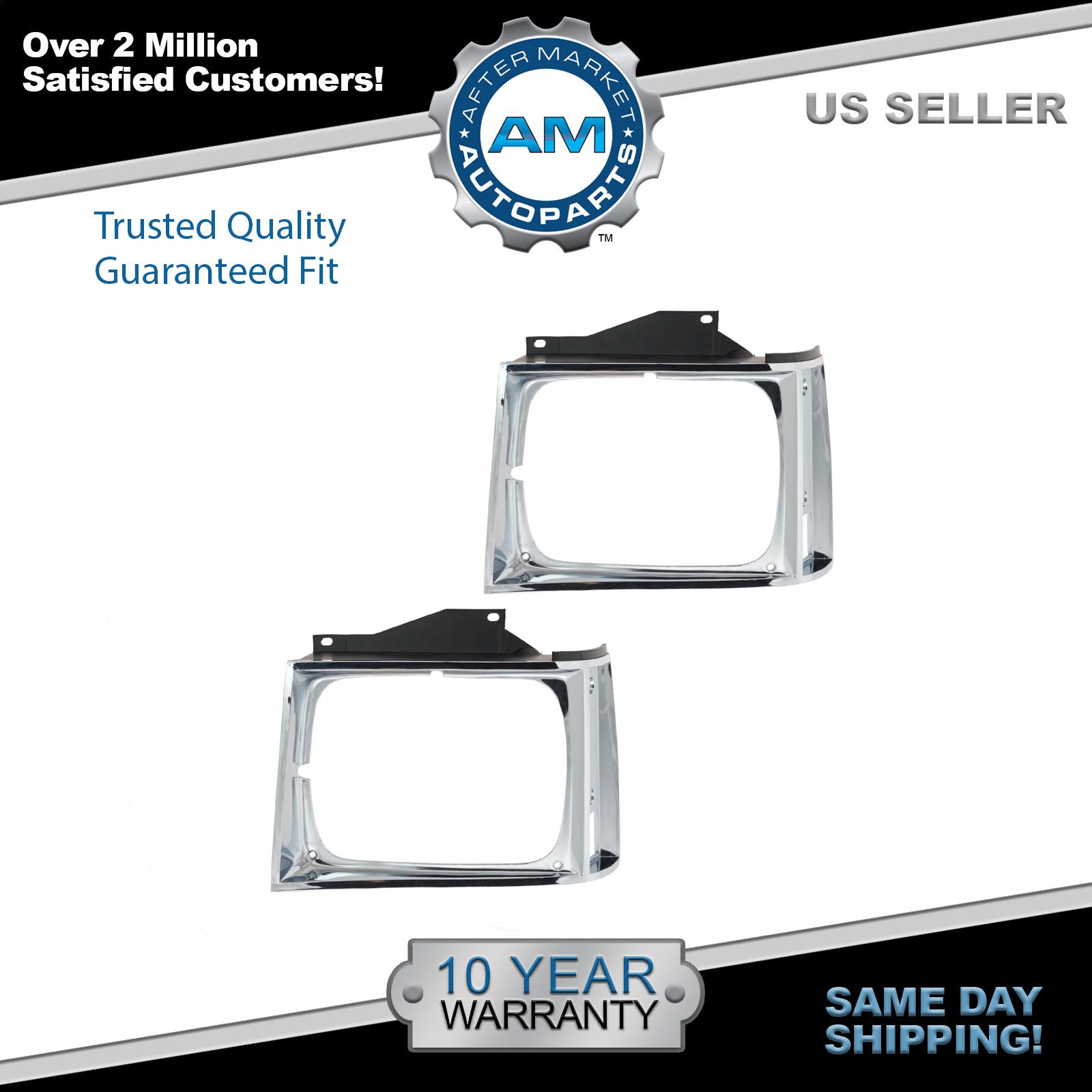 Chrome Headlights Bezel Trim Left & Right Pair Set for Chevy S10 GMC S