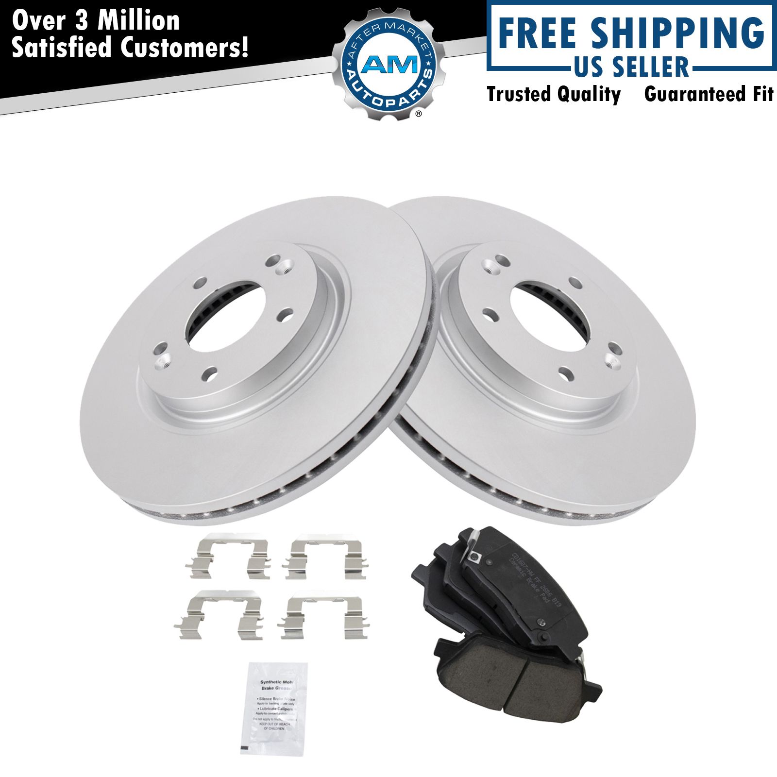 Front Premium Posi Ceramic Disc Brake Pad & Coated Rotor Kit for Kia Hyundai