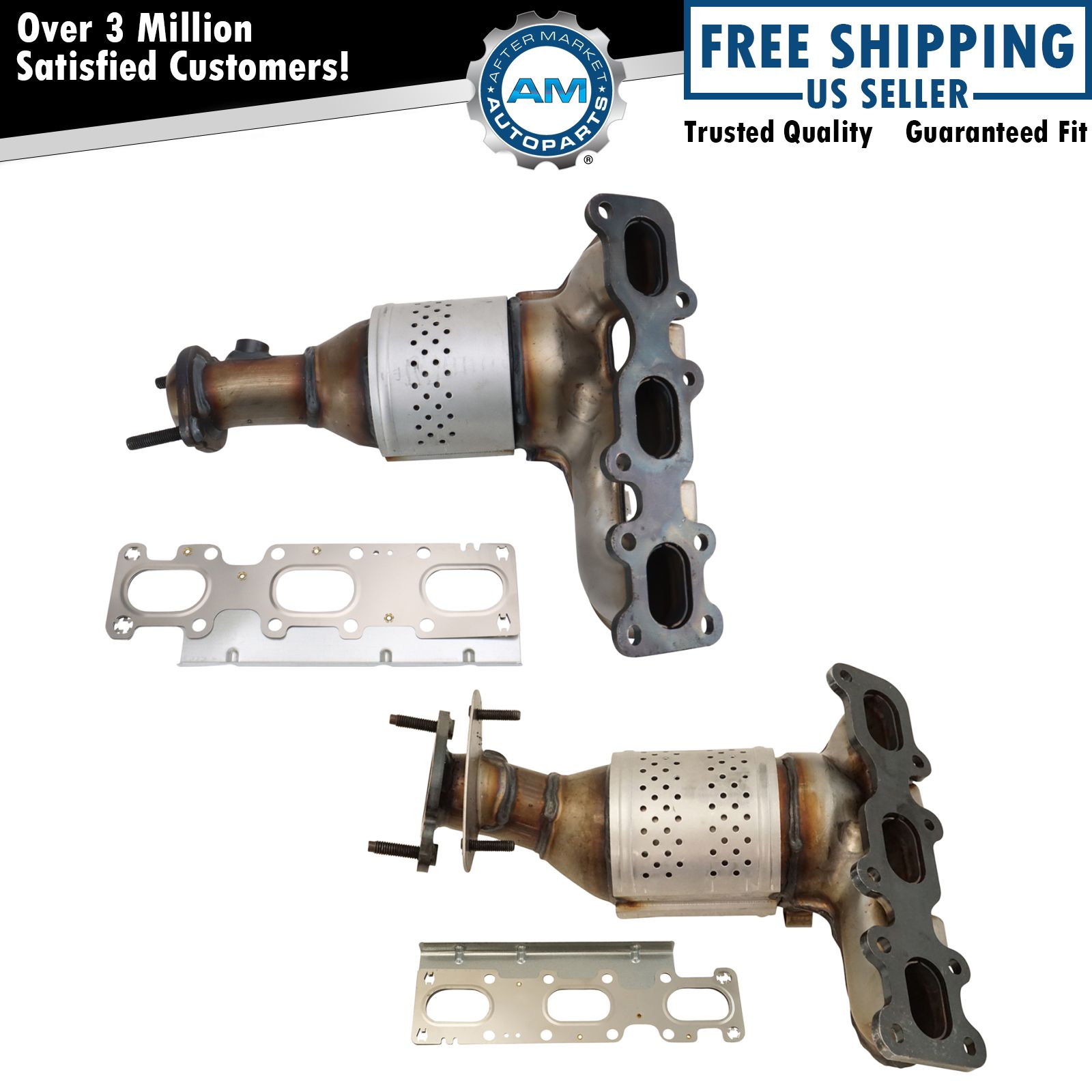 Exhaust Manifold w/ Catalytic Converter Gasket & Hardware Pair for Ford Lincoln