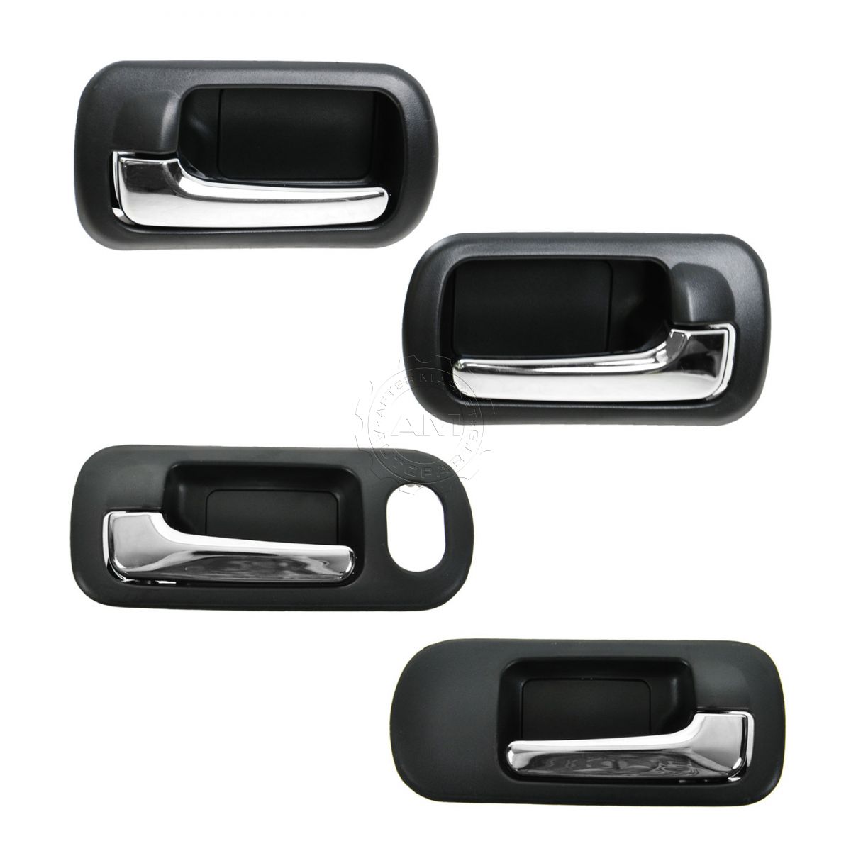 Door Handle Interior Inside (Set of 4) Black Chrome for 01-05 Honda ...