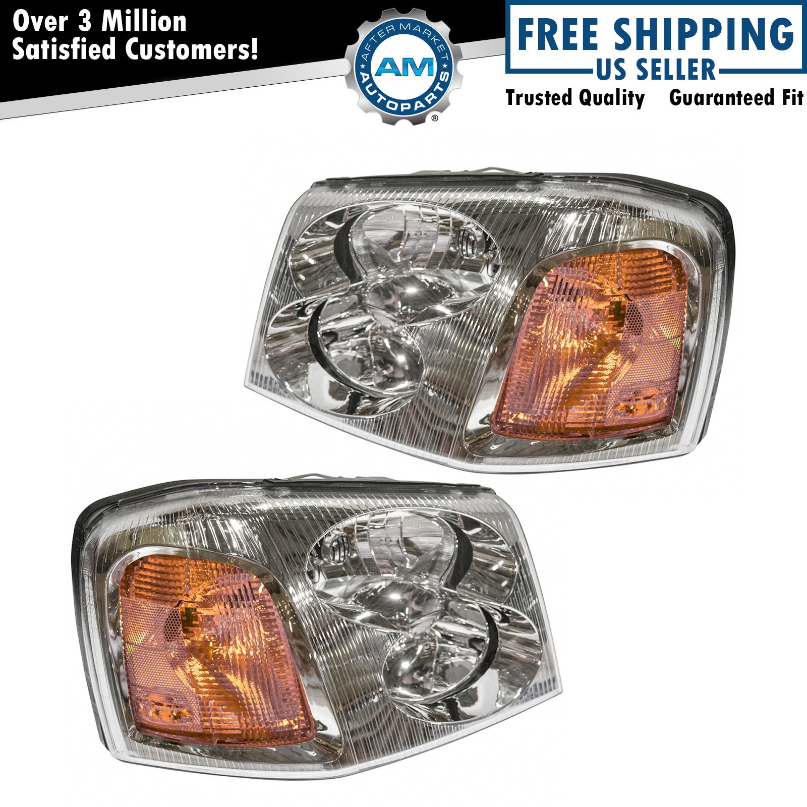 Headlights Headlamps Left & Right Pair Set NEW for GMC Envoy