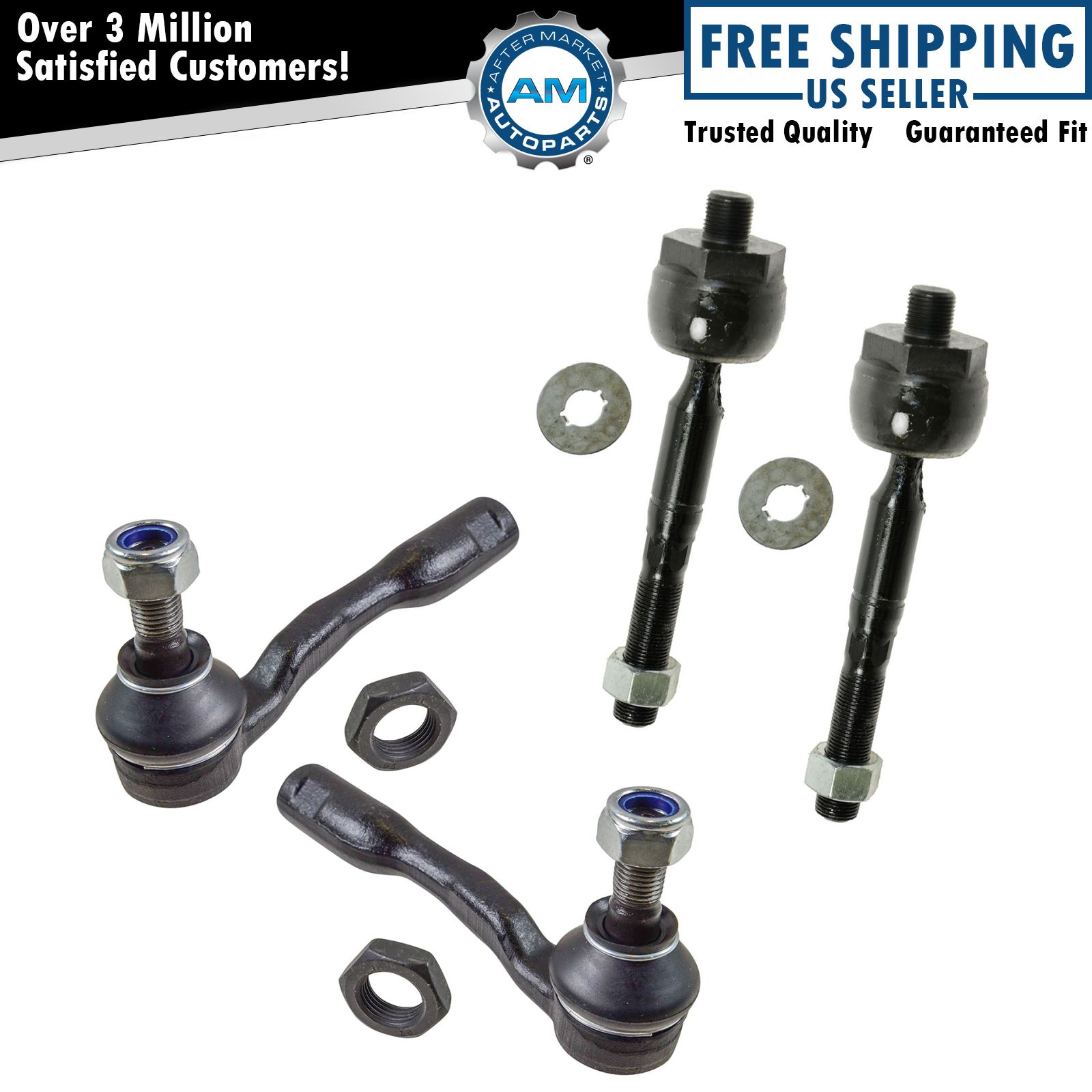 Front Inner Outer Tie Rod End Left Right Set of 4 for Toyota Tundra
