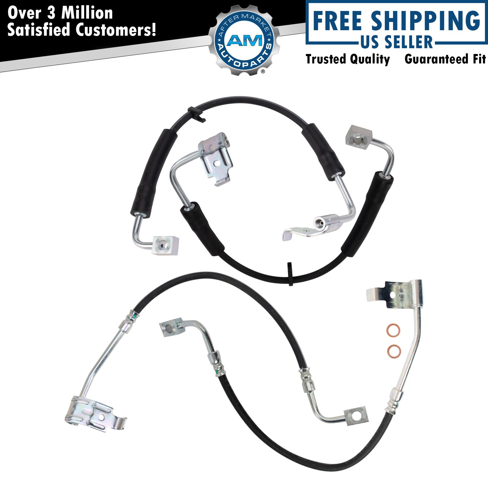 Front and Rear Brake Hose Set For 08-10 Jeep Wrangler