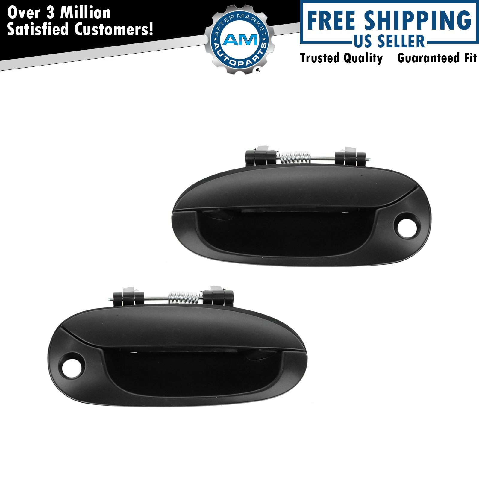 Door Handles Outside Outer Smooth Black Front Pair Set for 02-04 Kia Spectra