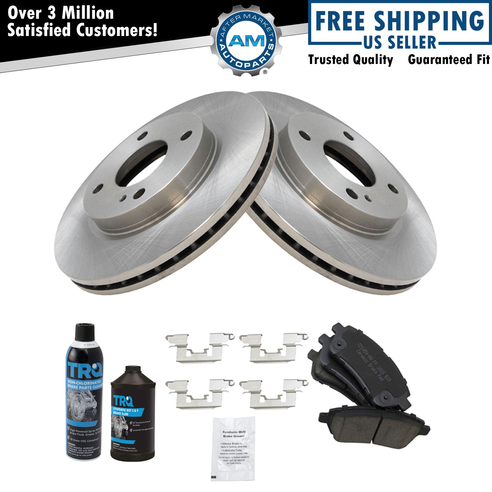 Front Disc Brake Rotor & Posi Ceramic Pad Kit w/Chemicals for Ford Fiesta