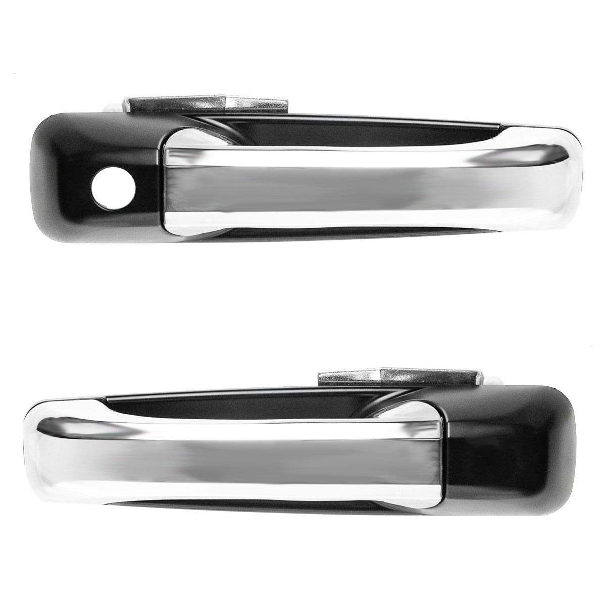 Front Chrome & Black Exterior Outside Door Handle Pair Set Front Chrome & Black Exterior Outside Door Handle Pair Set