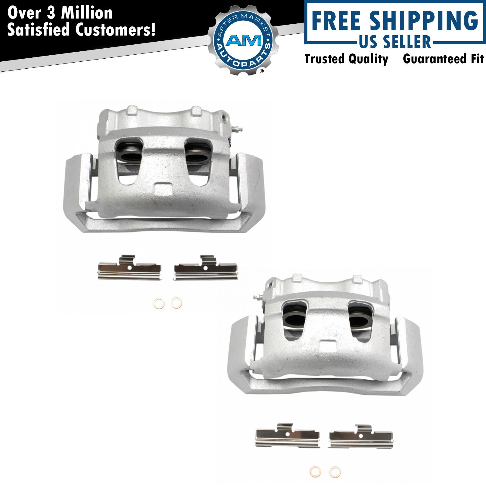 New Front Disc Brake Caliper with Bracket & Hardware Pair for Ford Truck Van
