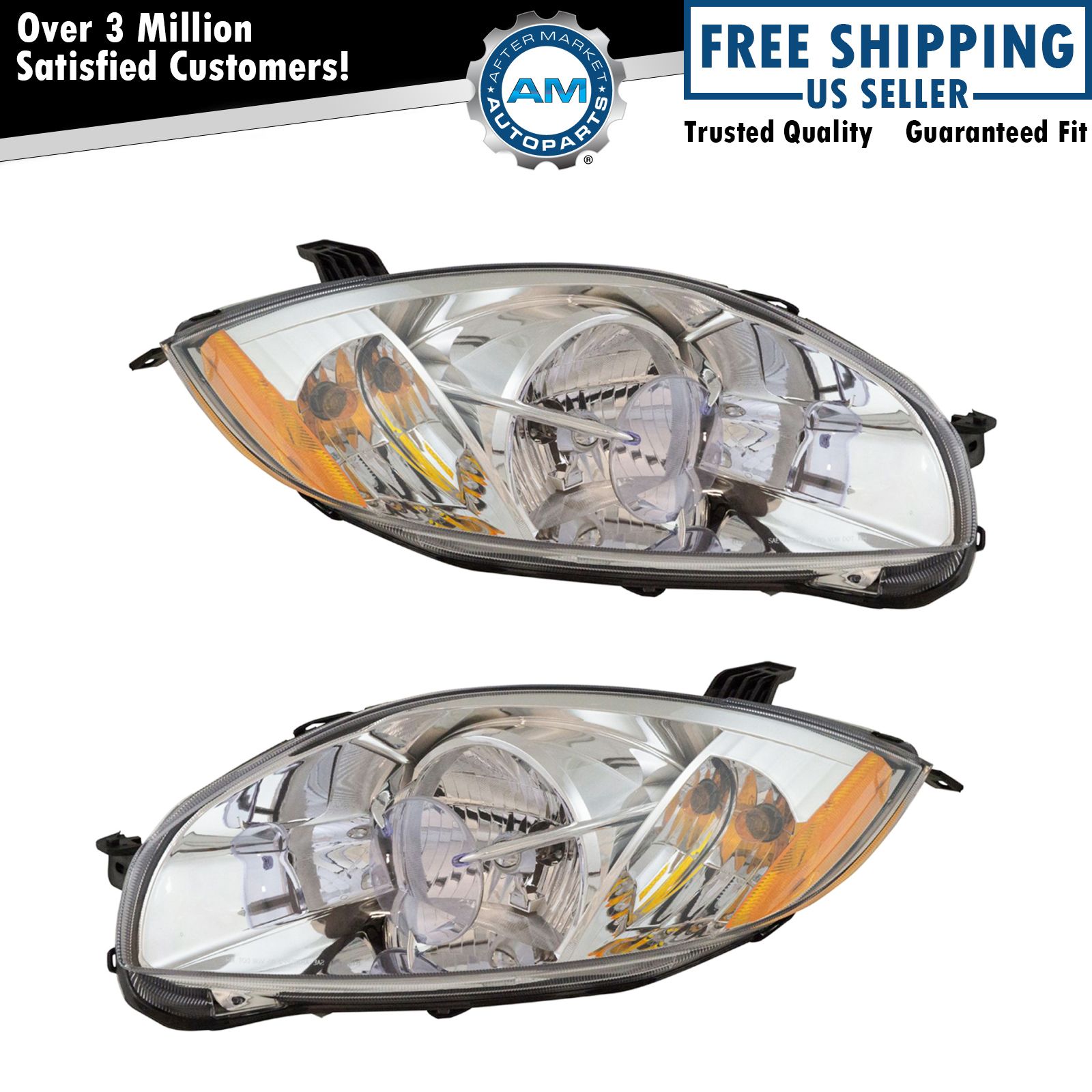 Halogen Headlight Lamp Assembly Pair LH & RH Sides for Mitsubishi Eclipse