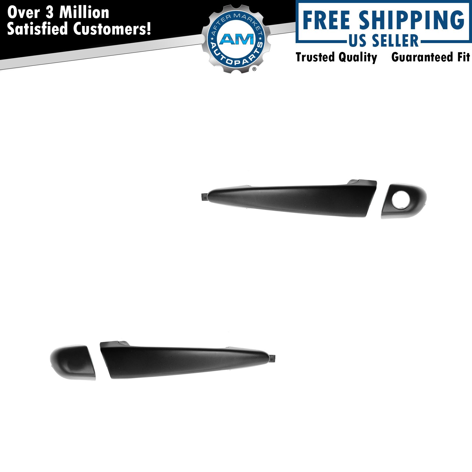 Door Handle Smooth Black Front Outer Outside Pair Set for BMW 3 Series NEW