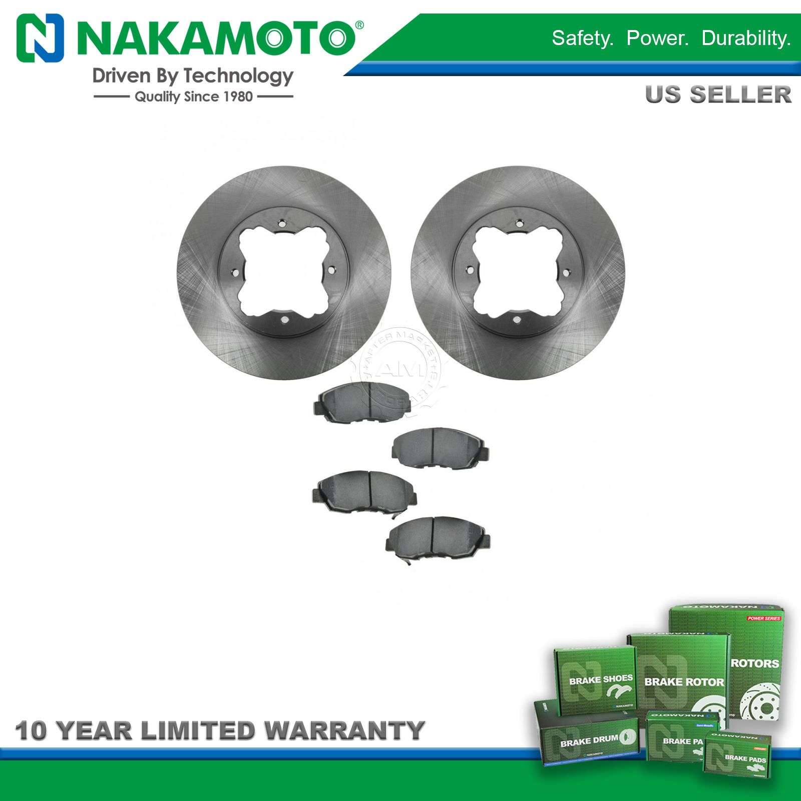 Nakamoto Front Disc Premium Posi Ceramic Brake Pads & Rotors Kit for Acura Honda