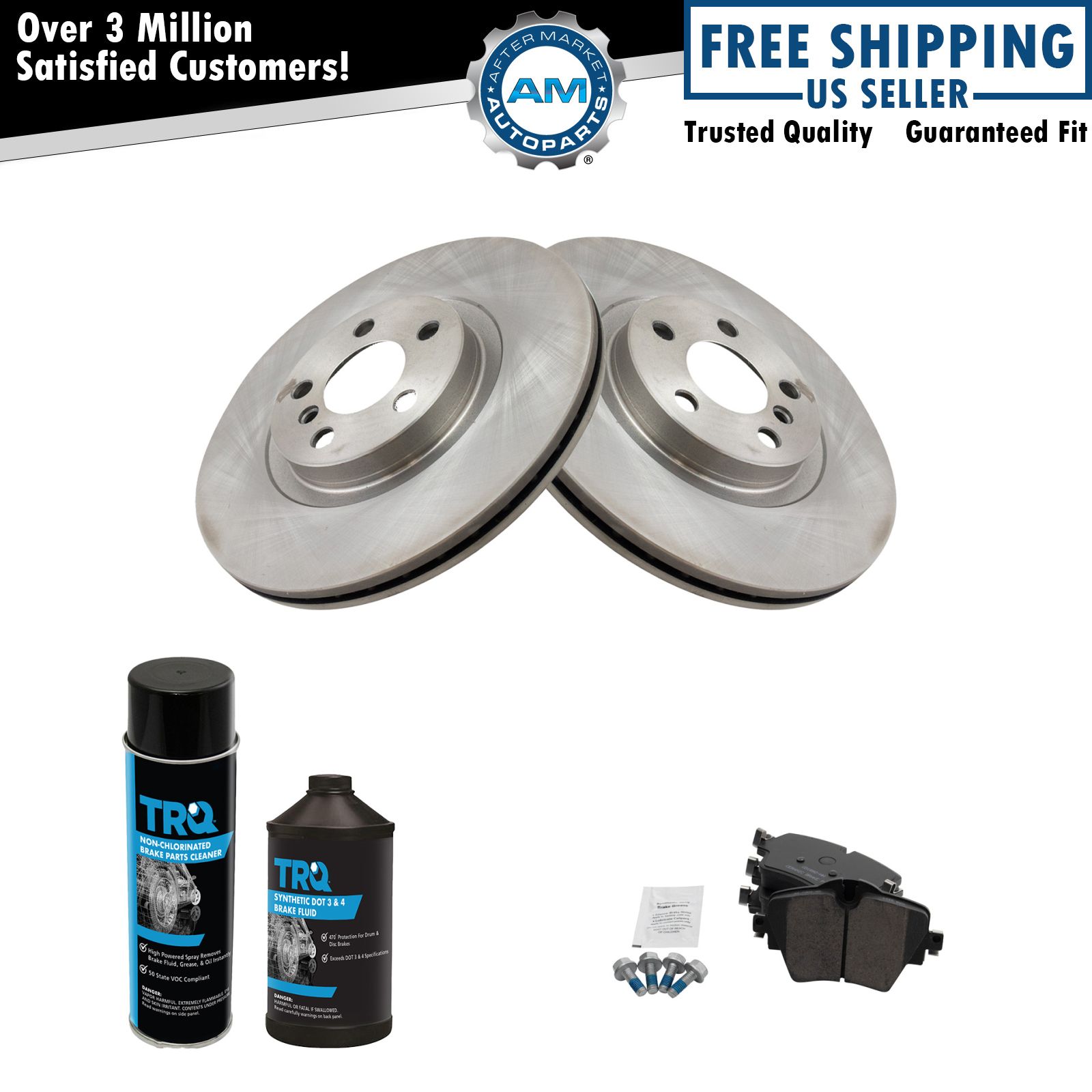 Front Posi Ceramic Disc Brake Pad & Rotor Kit w/Chemicals for BMW Mini