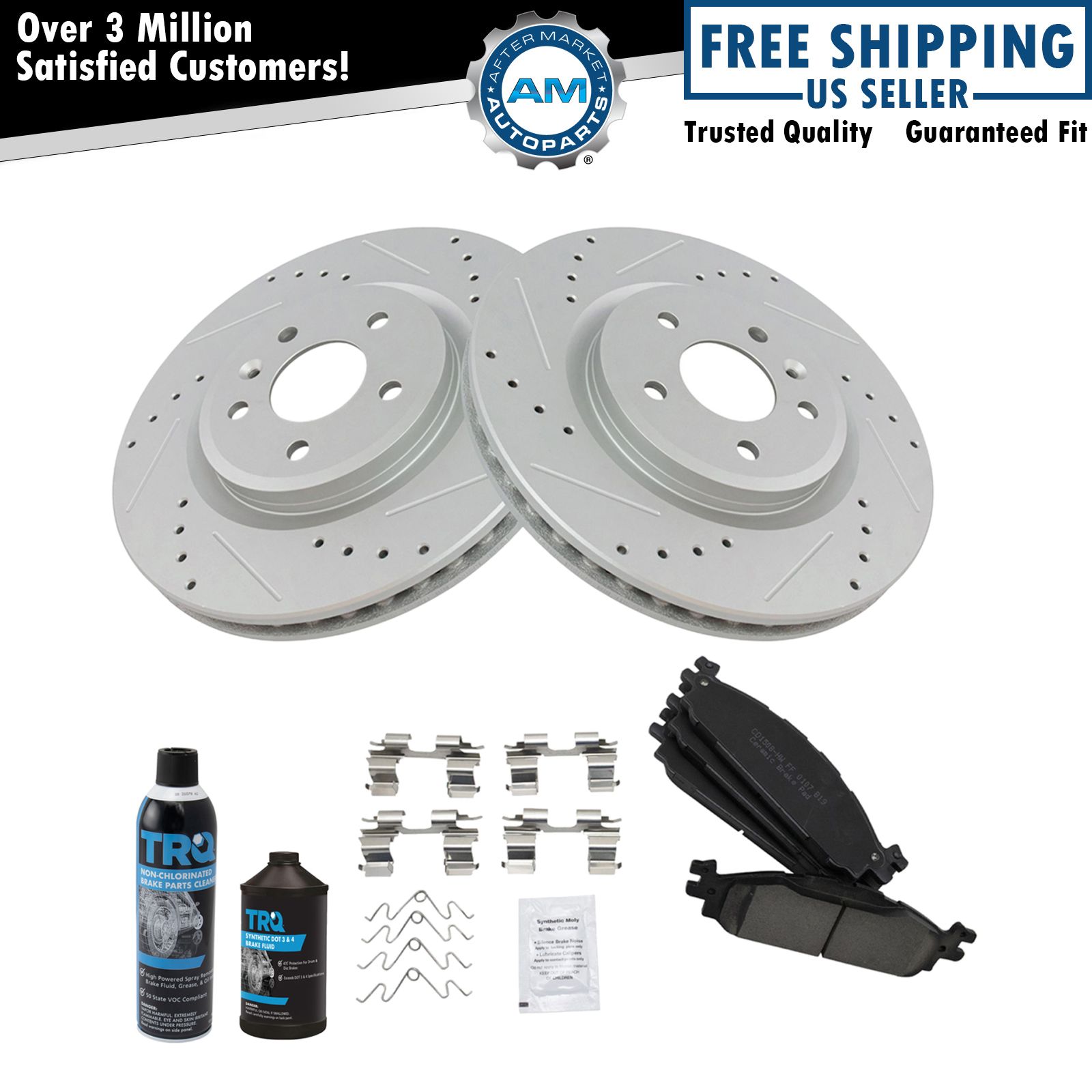 Brake Rotor & Coated & Ceramic Pad Front Kit w/Chemicals for Ford