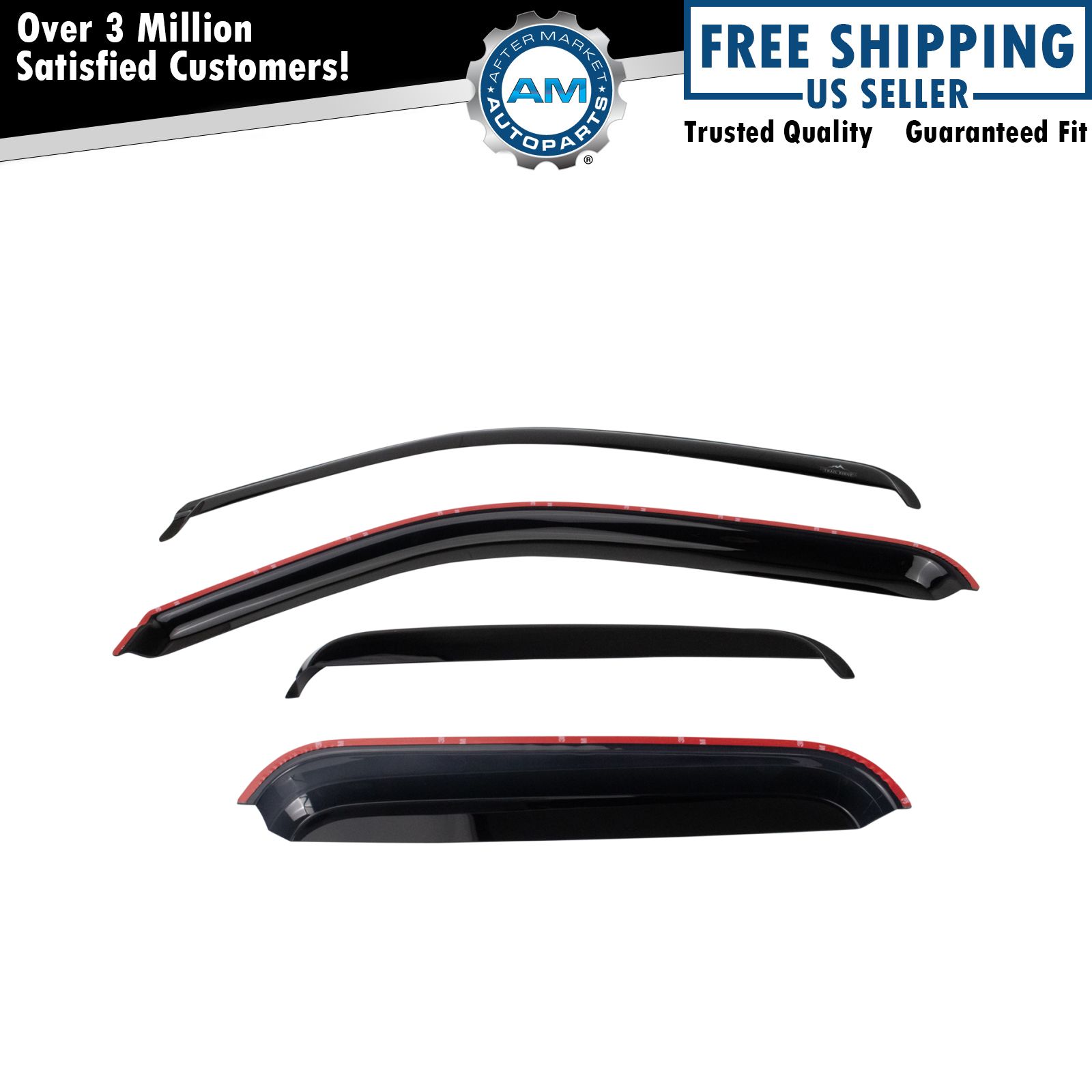 Front & Rear Side Window Deflector Smoked for GM Extended Cab Truck