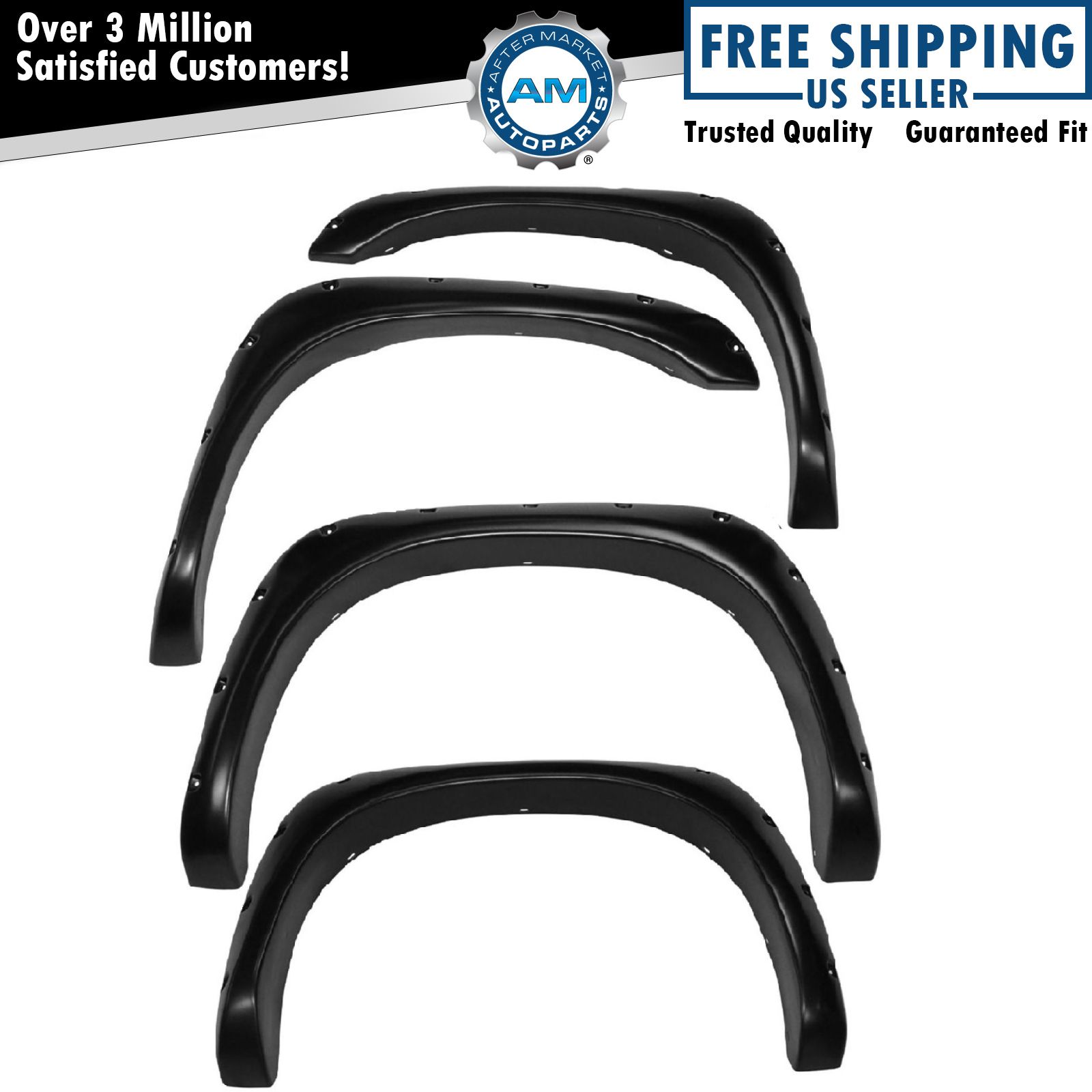 Fender Flare Kit Bolt On Pocket Rivet Style Smooth Set of 4 for Ram