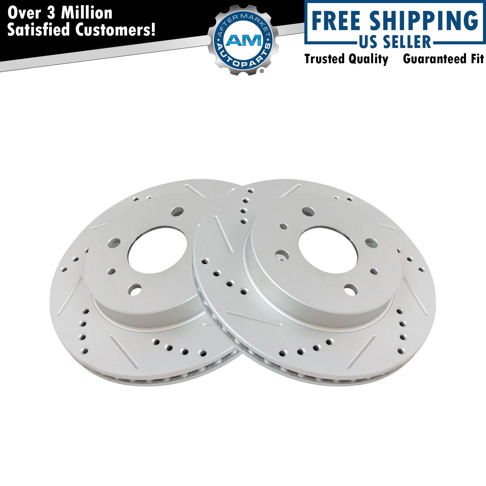 Performance Brake Rotor Drilled & Slotted Coated Front Pair for Saturn