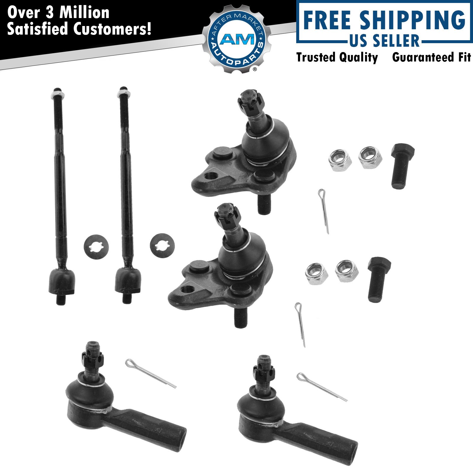 Lower Ball Joint Tie Rod Inner Outer Front LH RH Kit Set of 6 for Prizm Corolla