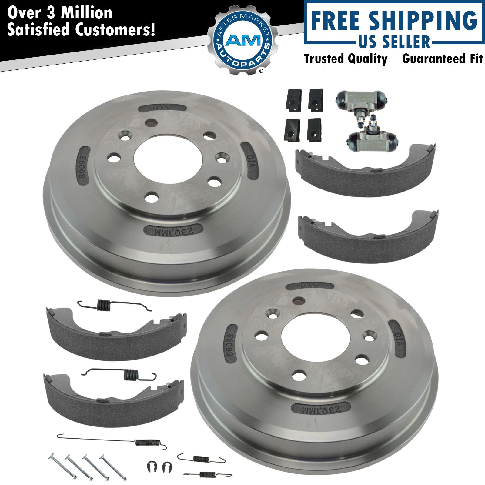Rear Brake Drum & Shoe Kit with Hardware & Wheel Cylinders for Ford SUV Truck