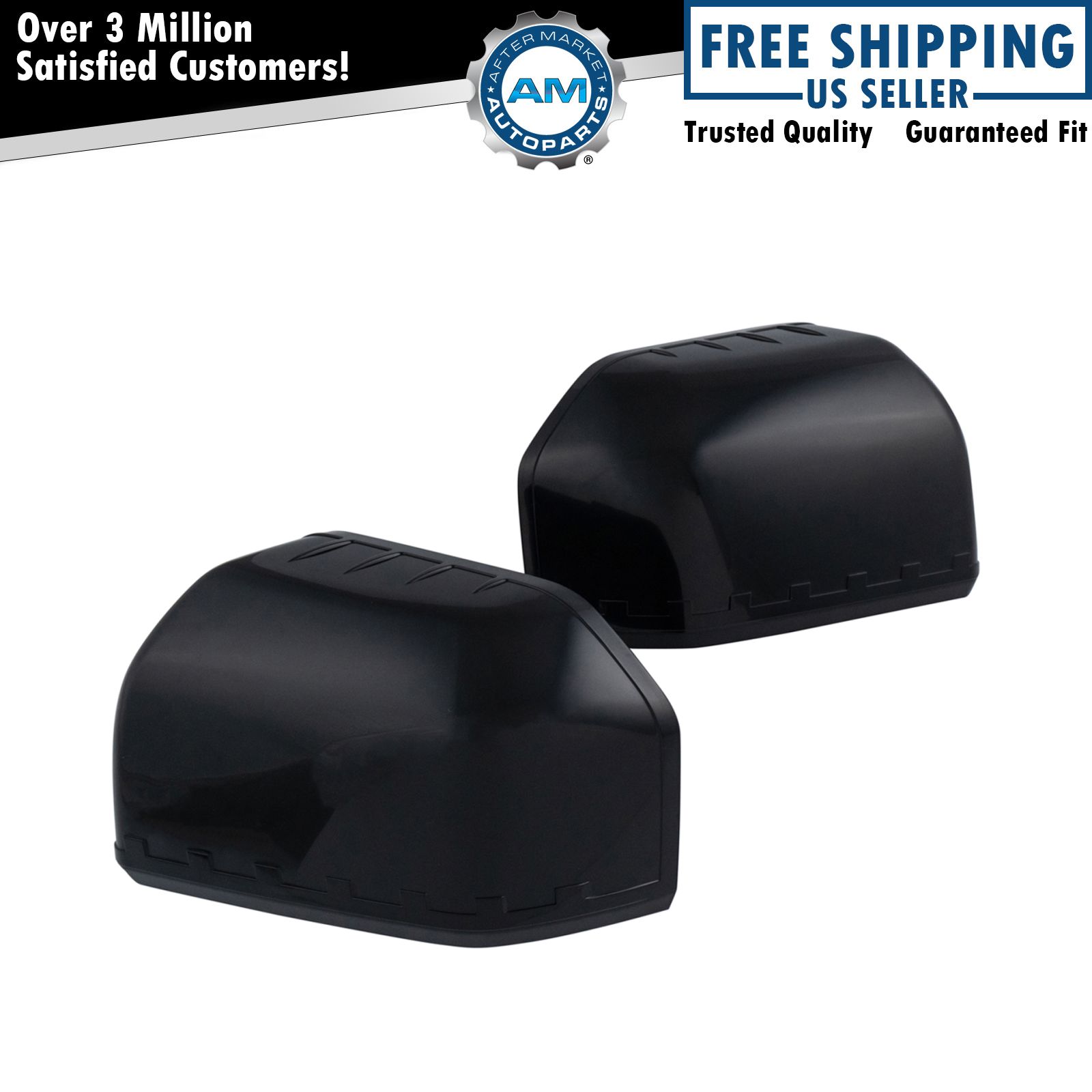 Checker Flag Performance Style Smooth Black Mirror Cap Pair for Ford F150 New