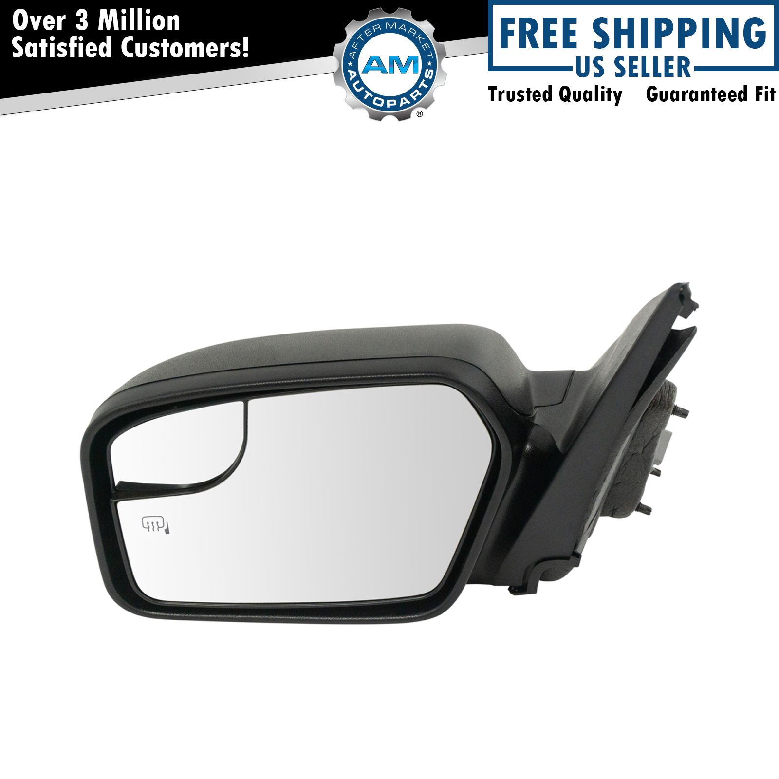 AM Autoparts RH Power Side Mirror For Ford Fusion 2011-2012 – Heated, Blind Spot, Textured Black