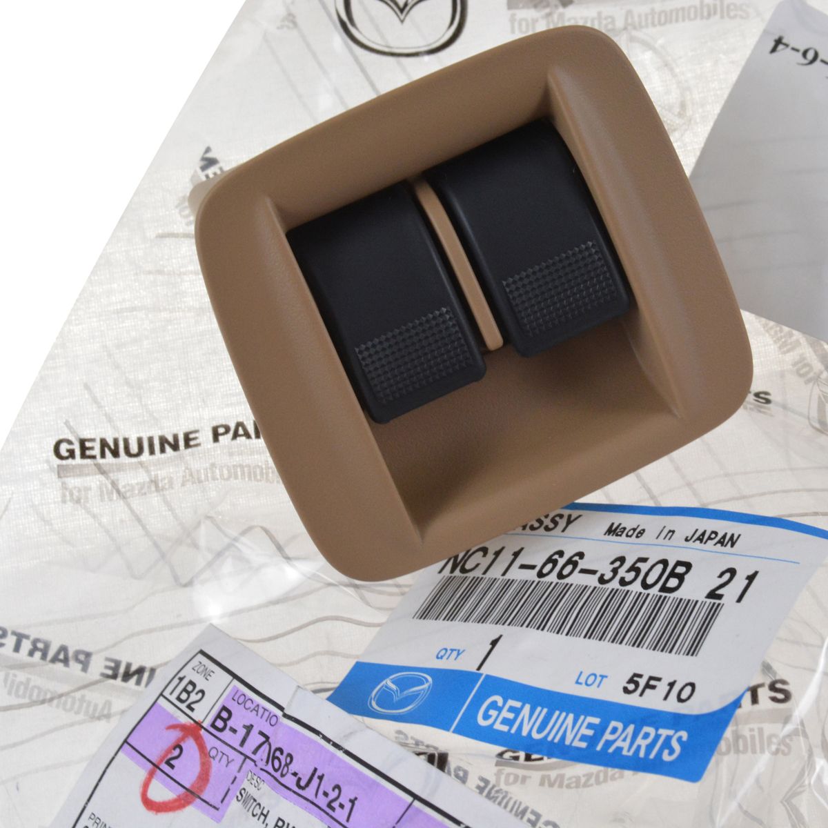 OEM Power Window Switch Tan Center Console Mounted for 9900 Mazda