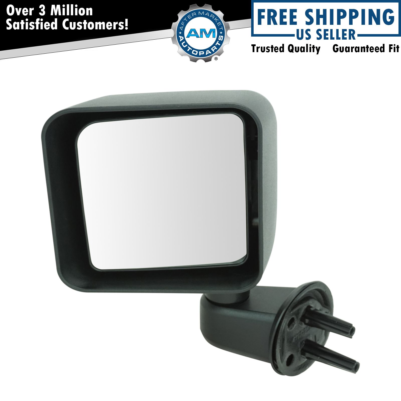 Textured Black Manual Door Mirror Left LH Driver Side for 07-10 Jeep Wrangler