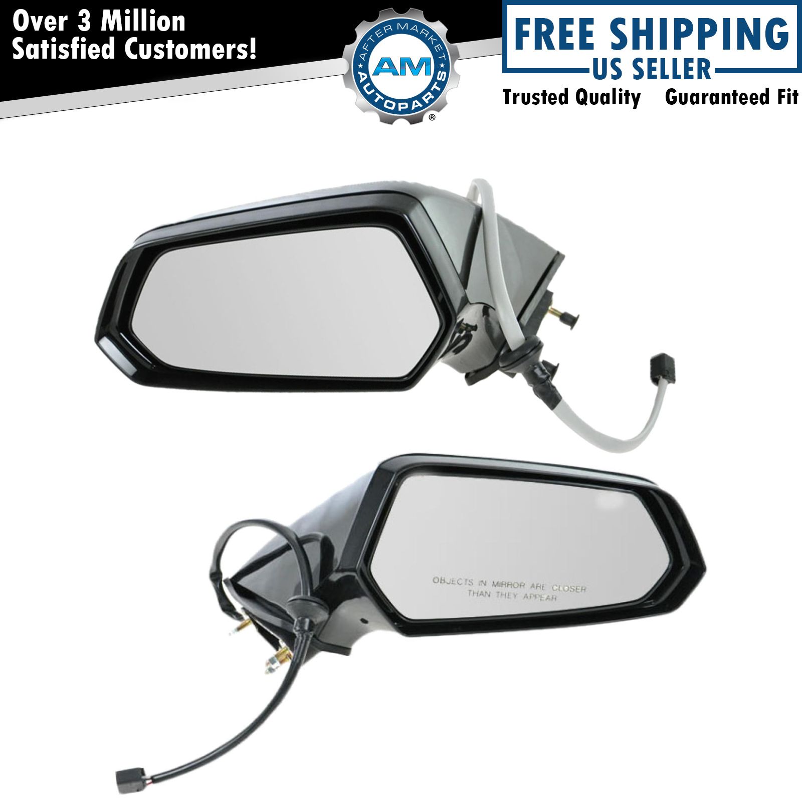 Power Side Mirror Set For 2010-2015 Chevy Camaro - Left & Right Pair
