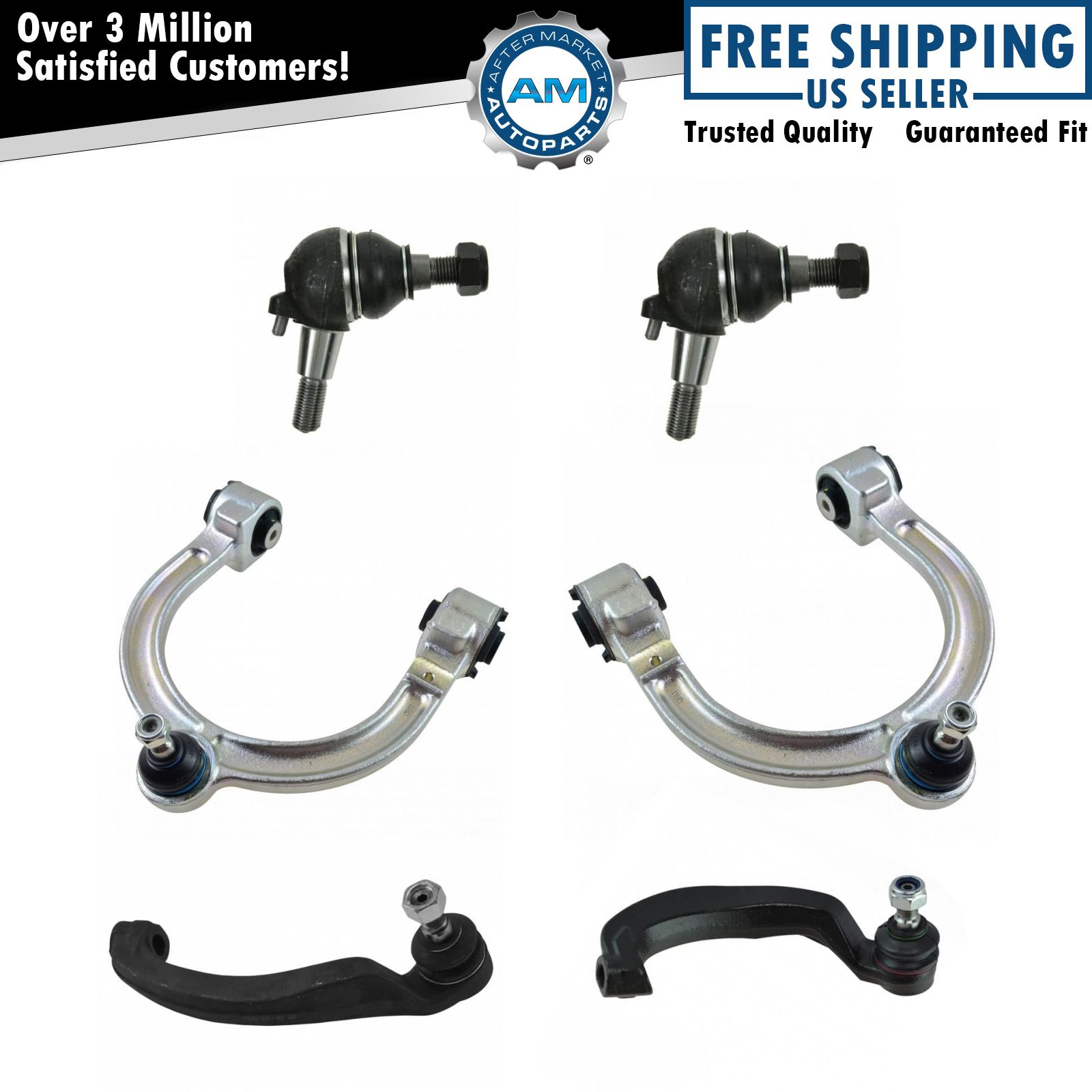 6 Piece Steering & Suspension Kit Lower Ball Joints Upper Control Arms Tie Rods