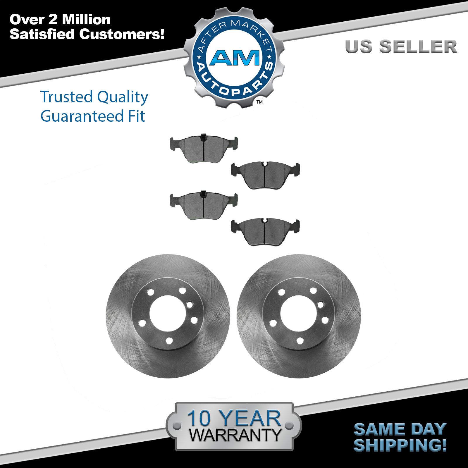 Disc Brake Pad & Rotor Kit Semi Metallic Front for BMW 525i 528i 528it