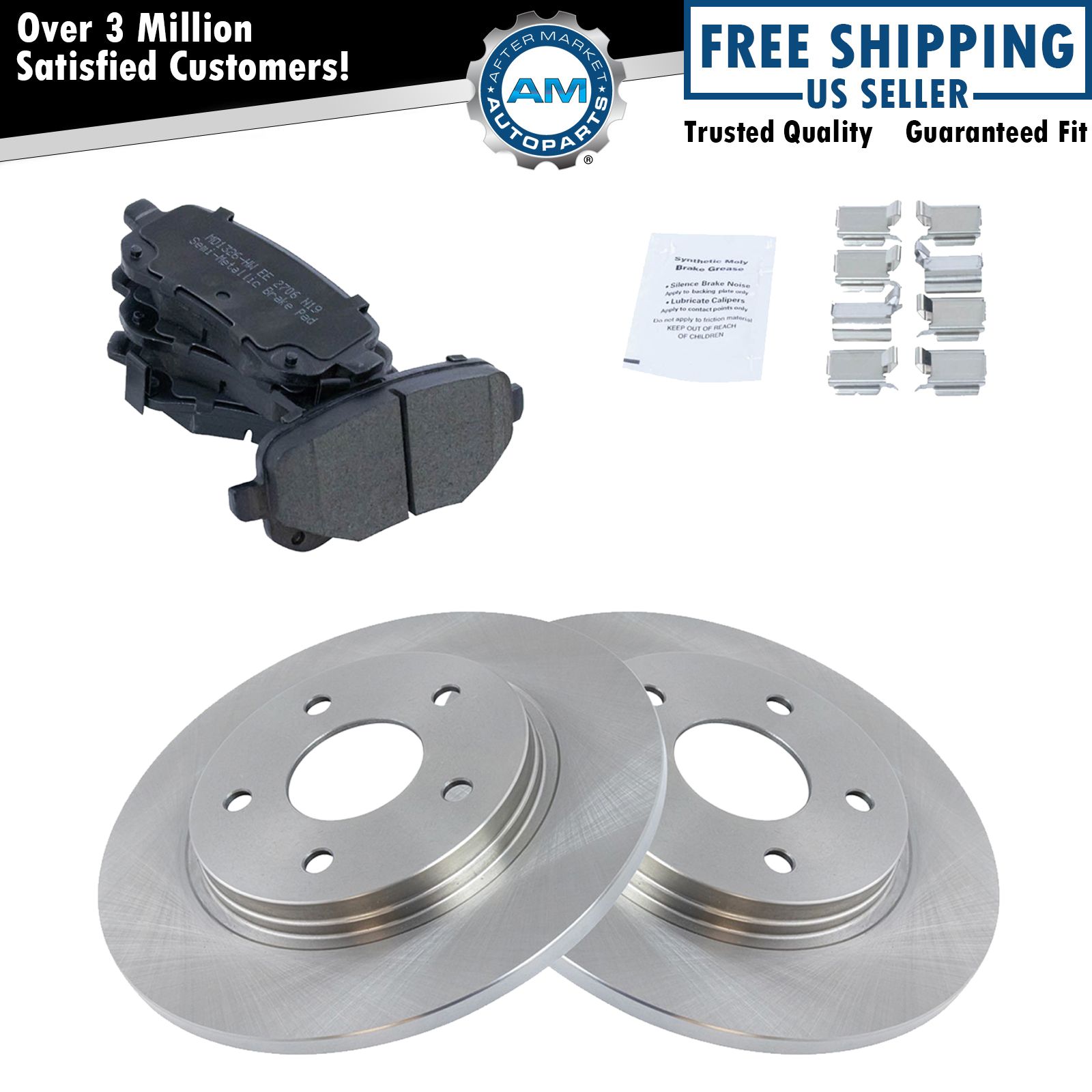 Brake Pad Rotor Kit Premium Posi Metallic Rear for Chrysler Dodge VW