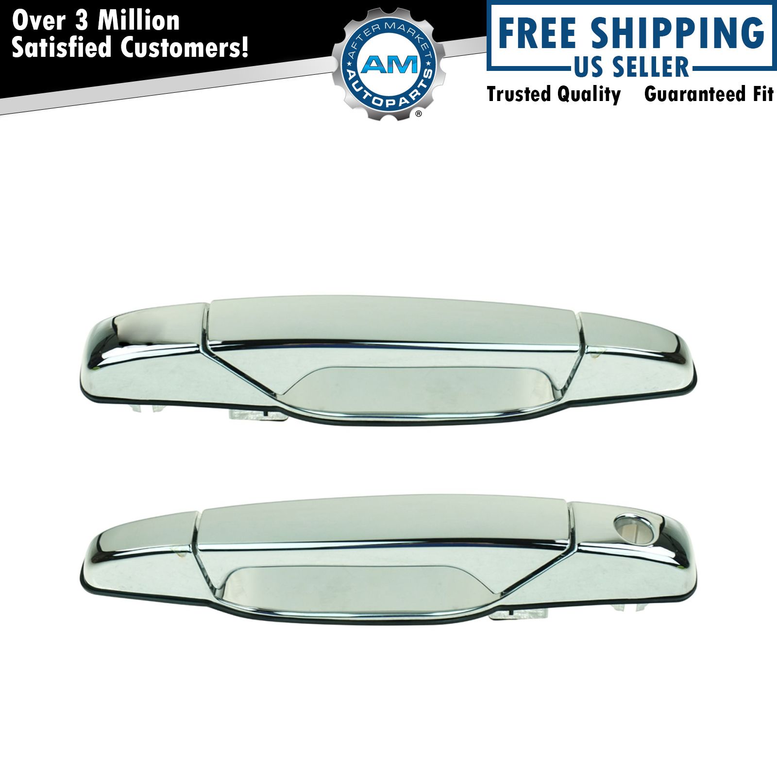 Front Chrome Outer Outside Exterior Door Handle Pair Set for Chevy GMC Pickup