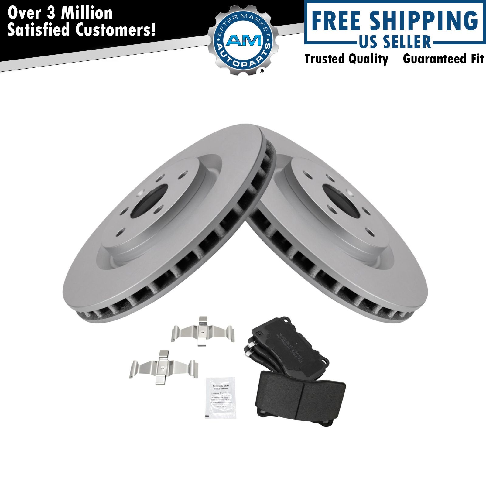 Front Metallic Brake Pad & 2 Coated Rotor Kit for Camaro SS Regal Turbo