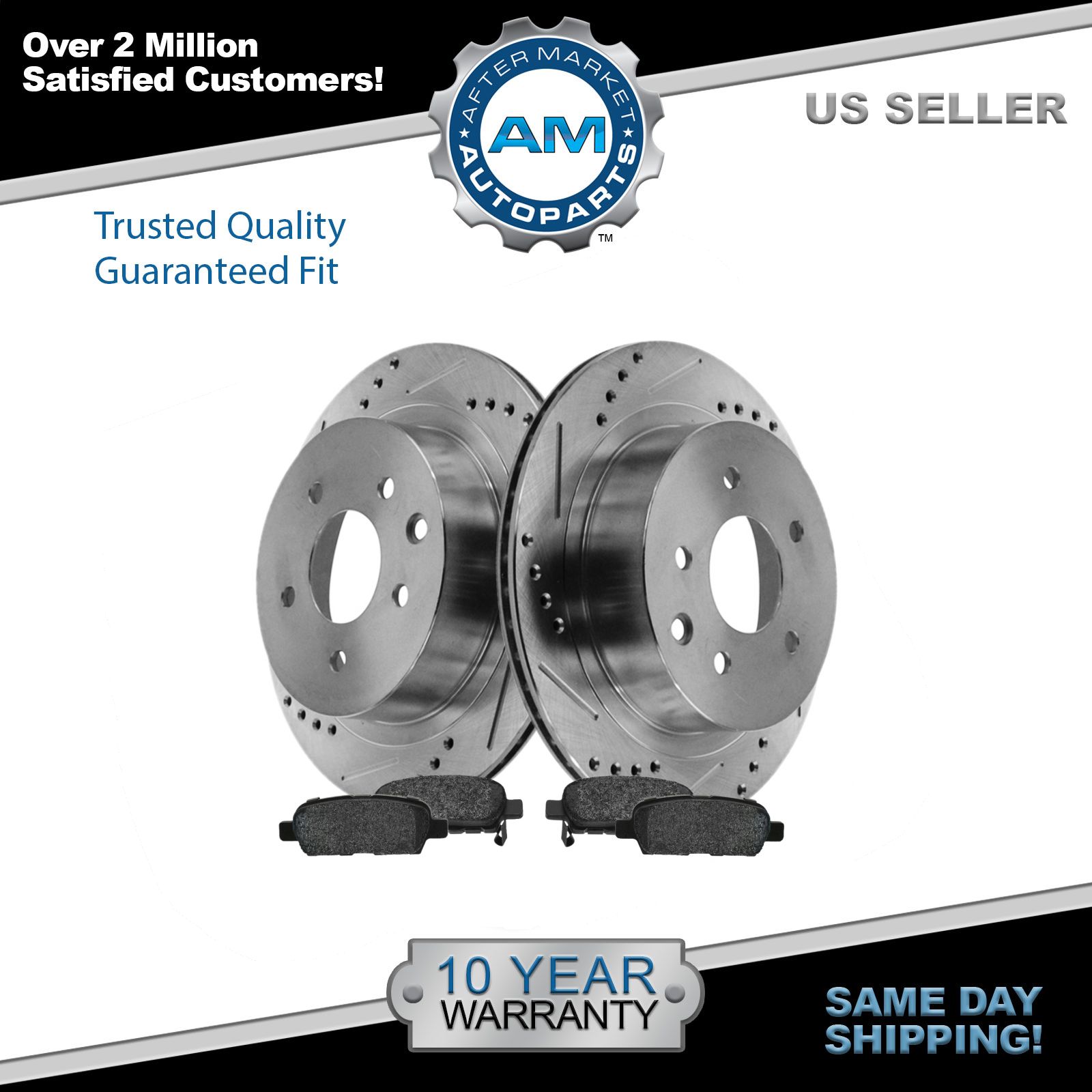 4 Silver Coated Cross-Drilled Disc Brake Rotors 5lug High-End Fits:- Lexus Toyota 8 Semi-Metallic Pads Front+Rear Kit